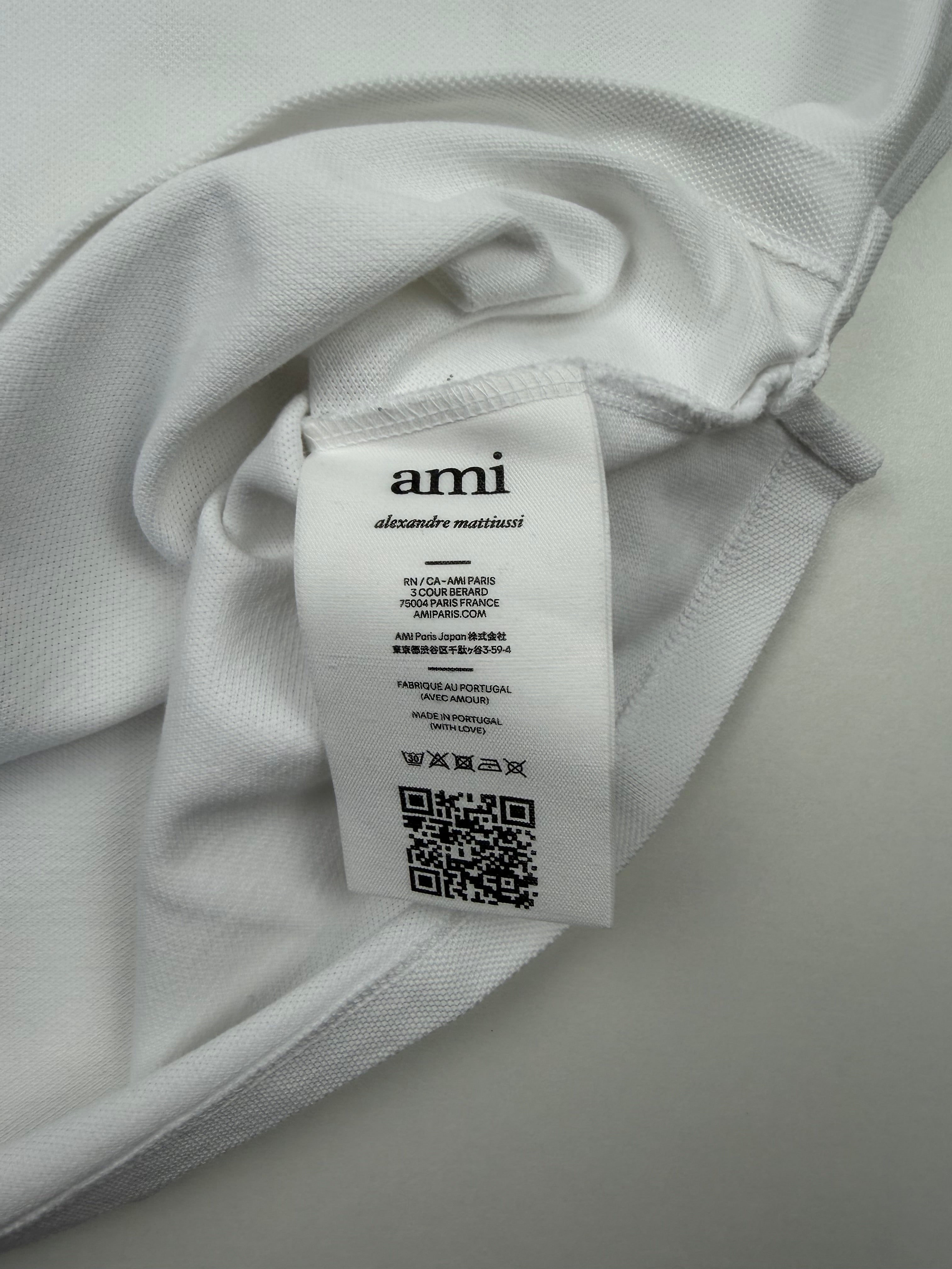 Polo AMI – Taille L – Blanc avec Logo Cœur Rouge