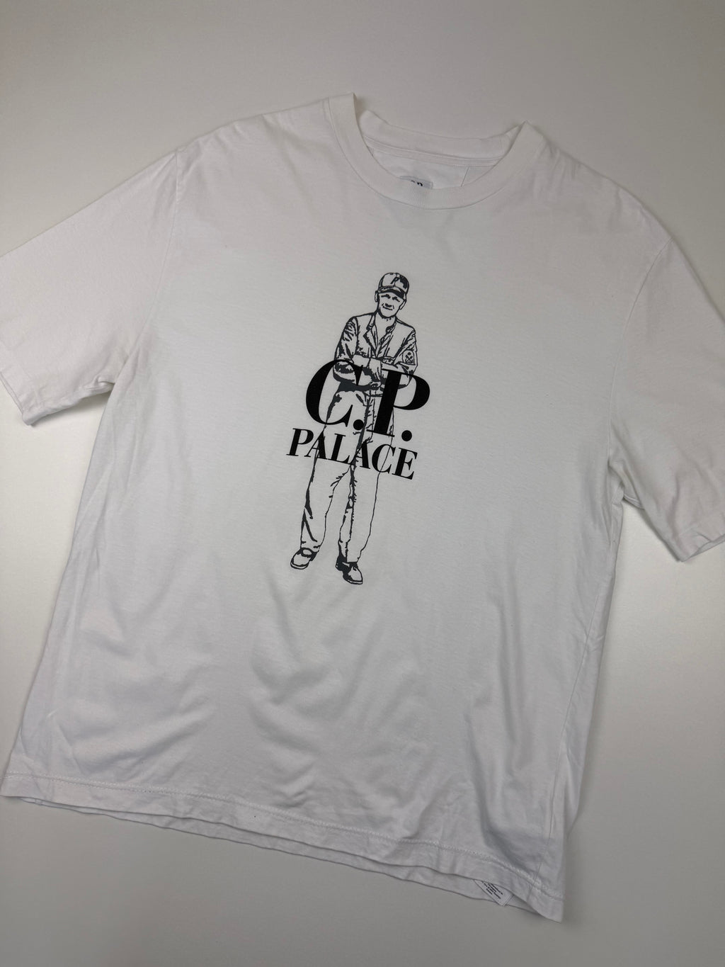 T-shirt C.P. Company x Palace – Taille L – Blanc avec Motif à l’Avant