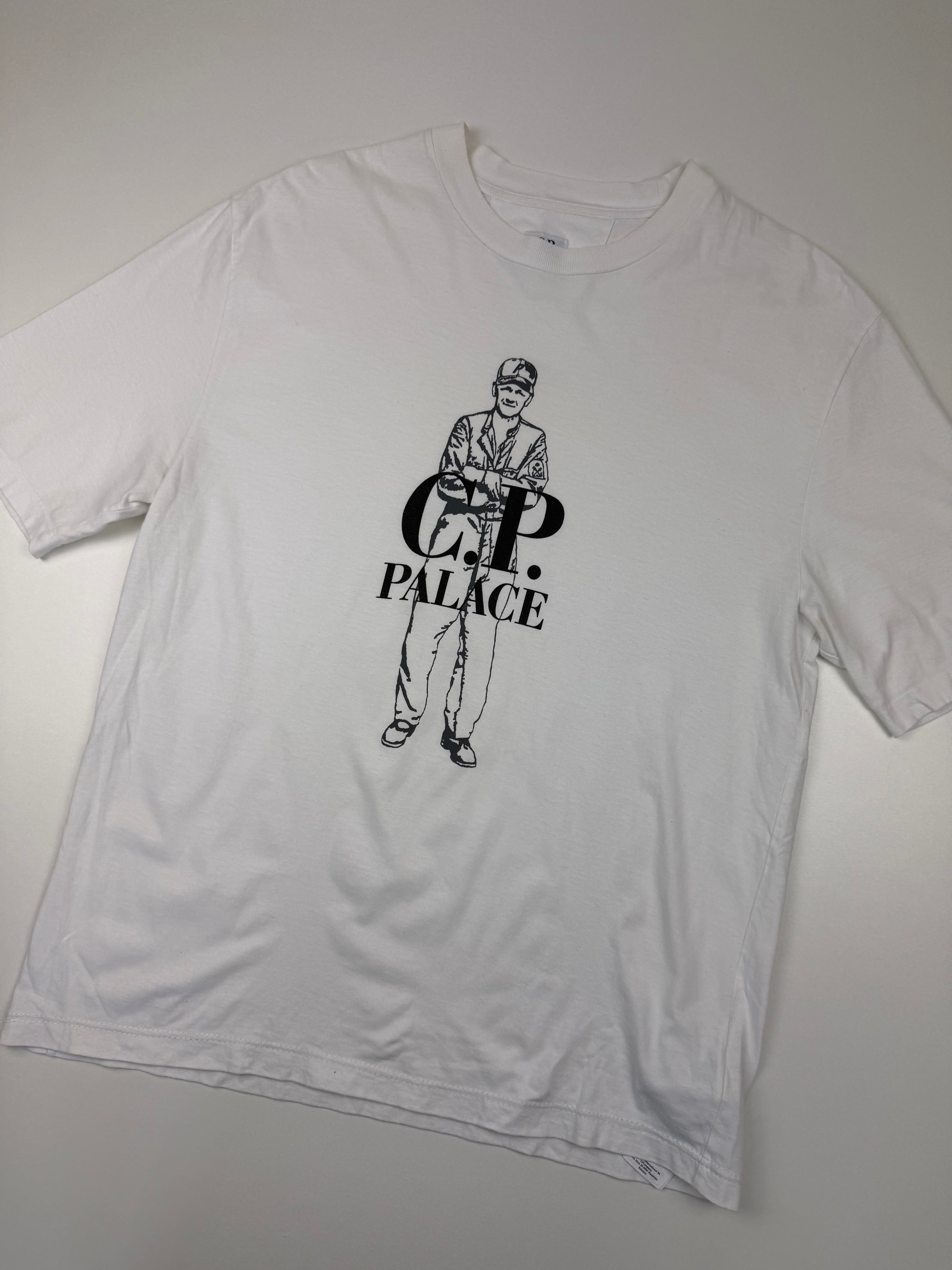 T-shirt C.P. Company x Palace – Taille L – Blanc avec Motif à l’Avant