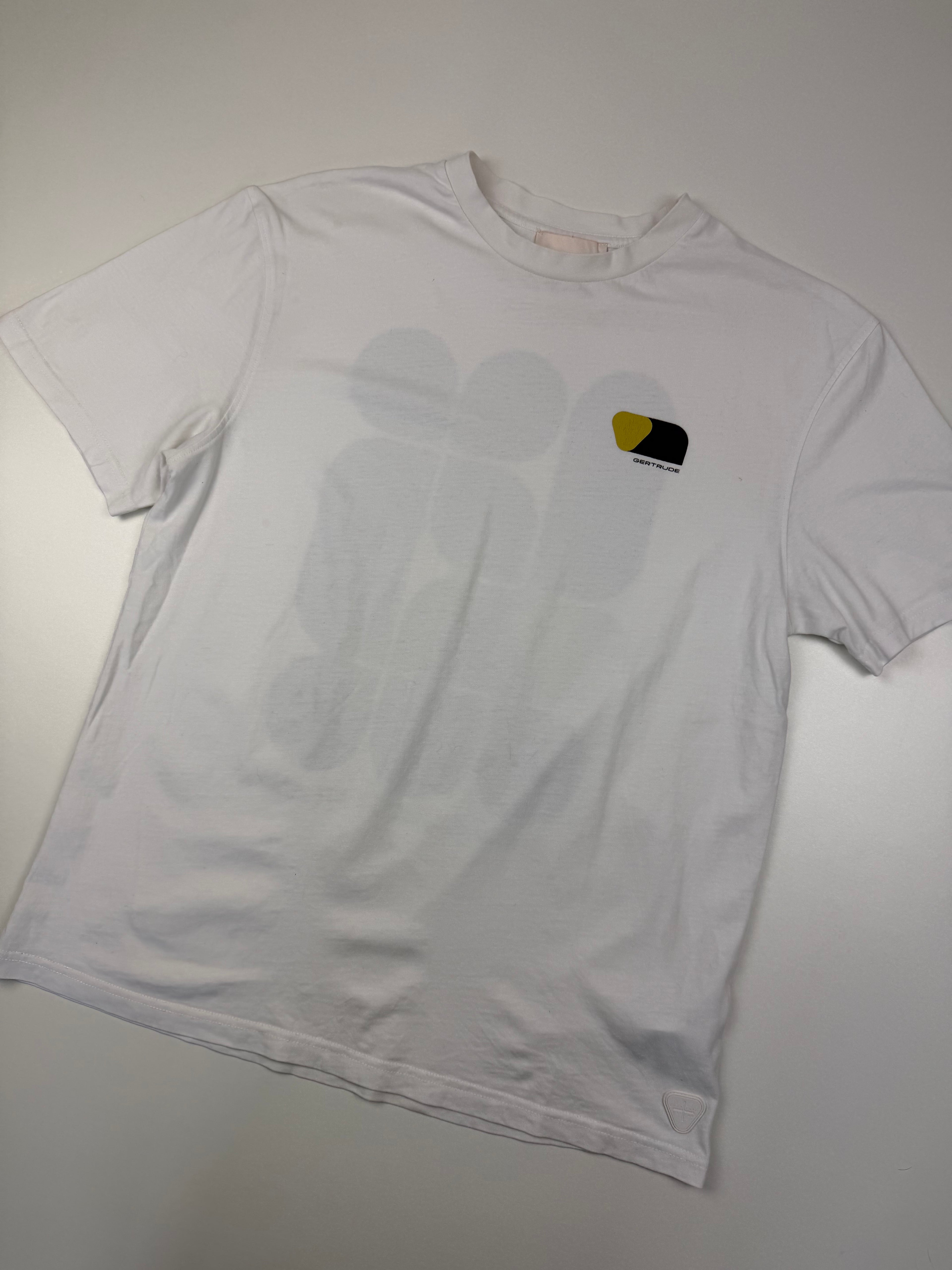 T-shirt Gertrude – Taille S – Blanc avec Motif au Dos