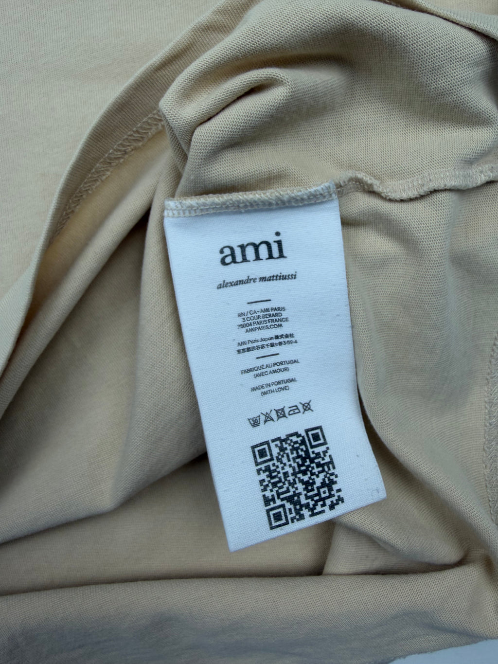 T-shirt AMI – Taille S – Beige avec Logo Cœur Ton sur Ton