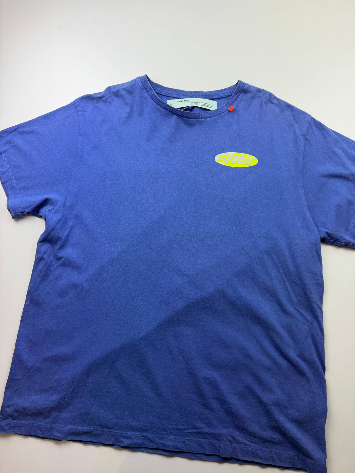 T-shirt Off-White « Split Arrows » – Taille S – Bleu roi, blanc et jaune