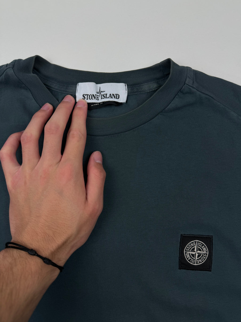 T-shirt Stone Island – Taille L – Vert/Bleu avec Logo Poitrine