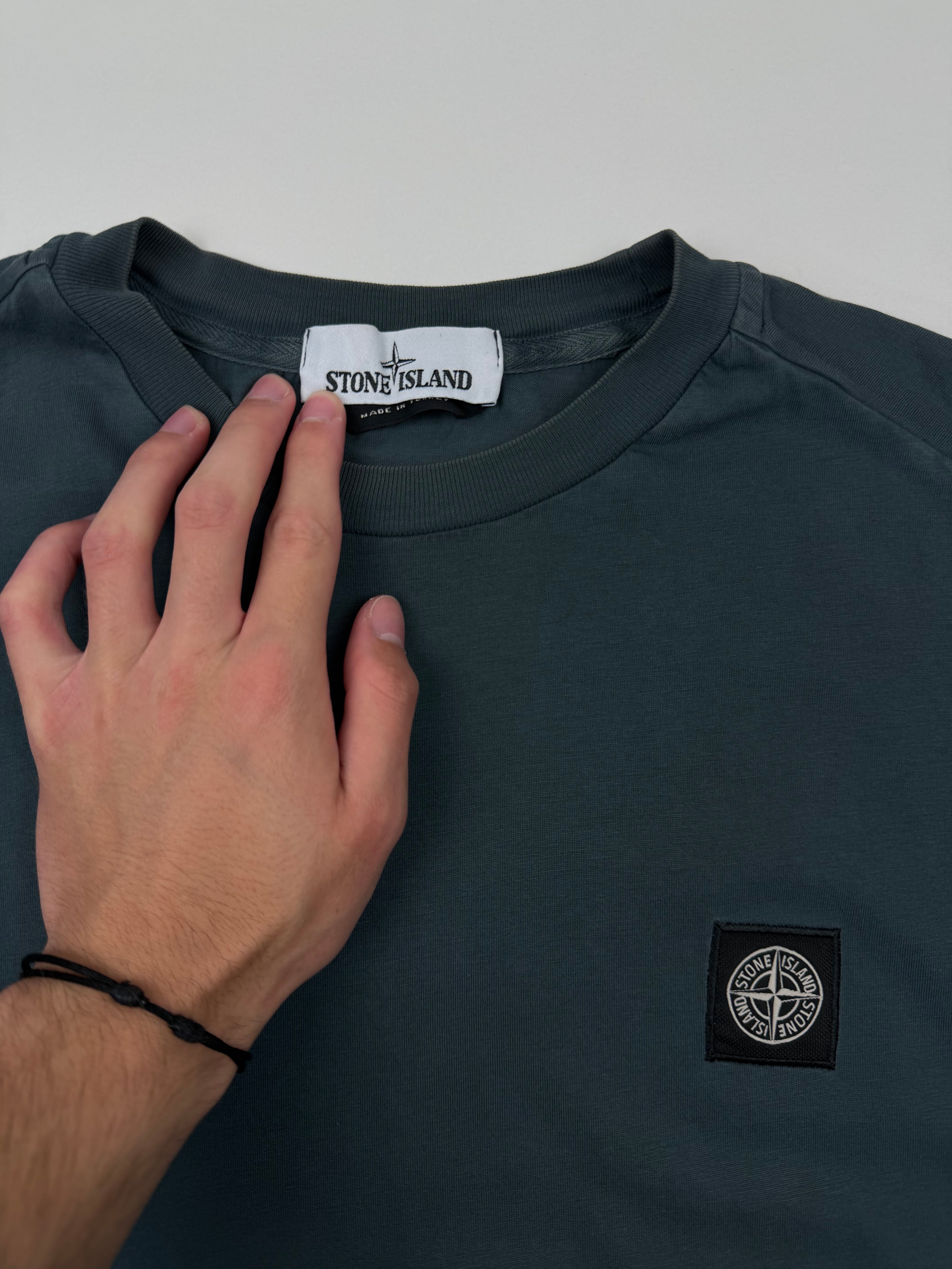 T-shirt Stone Island – Taille L – Vert/Bleu avec Logo Poitrine