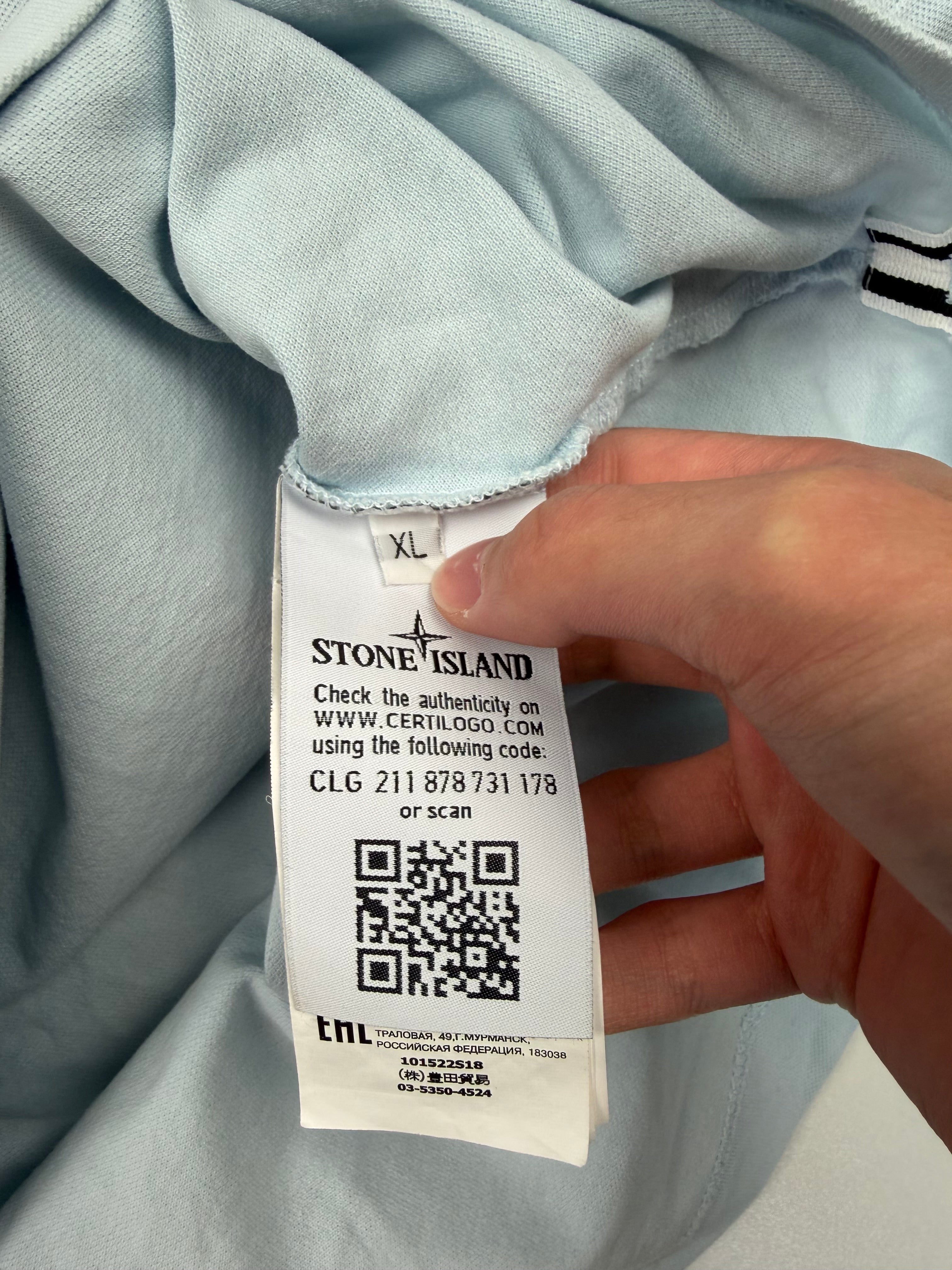 Polo Stone Island – Taille XL – Bleu Clair