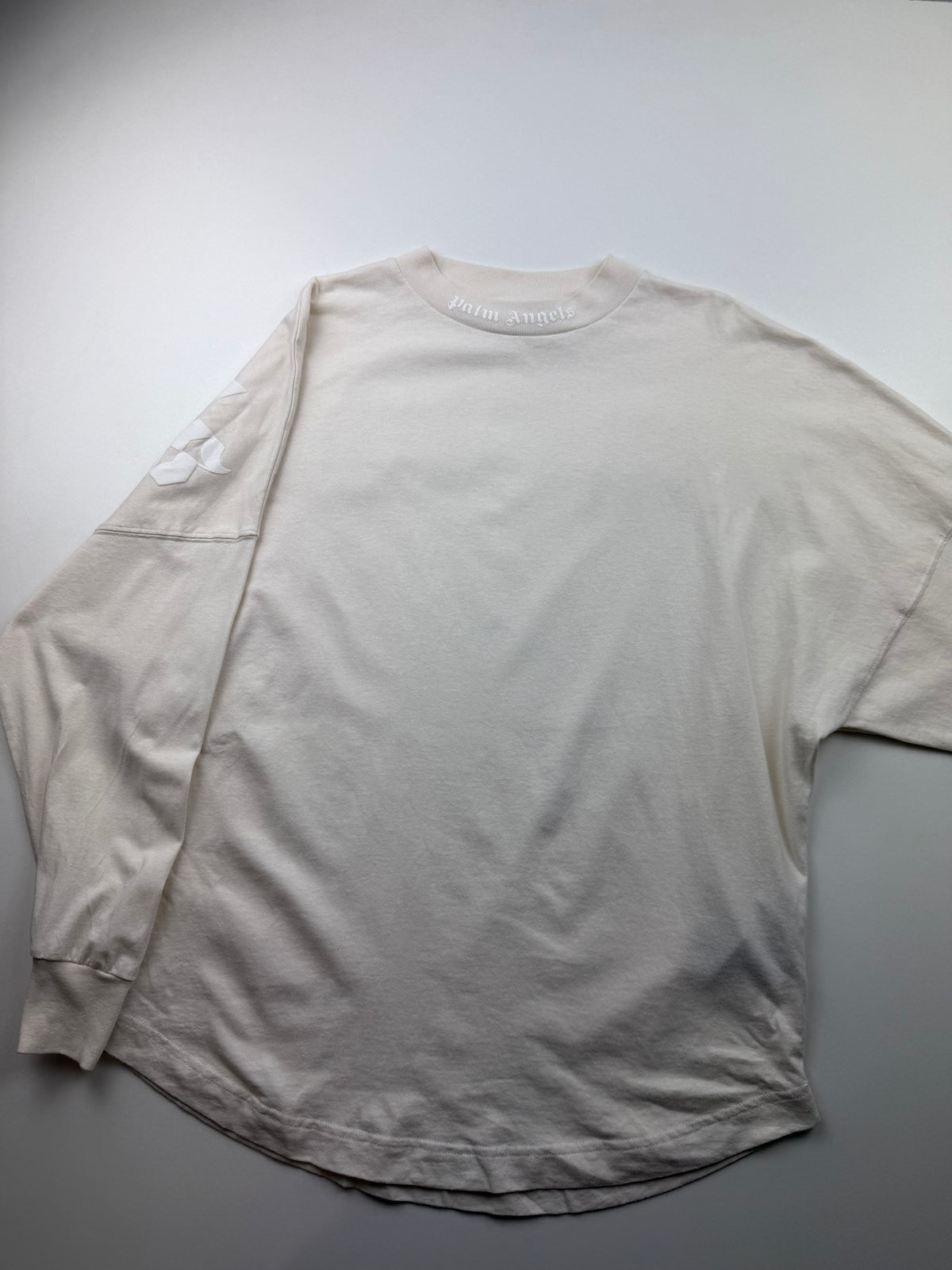 T-Shirt Manches Longues Palm Angels «Classic Logo Over L/S Tee» – Taille XS – Blanc Cassé
