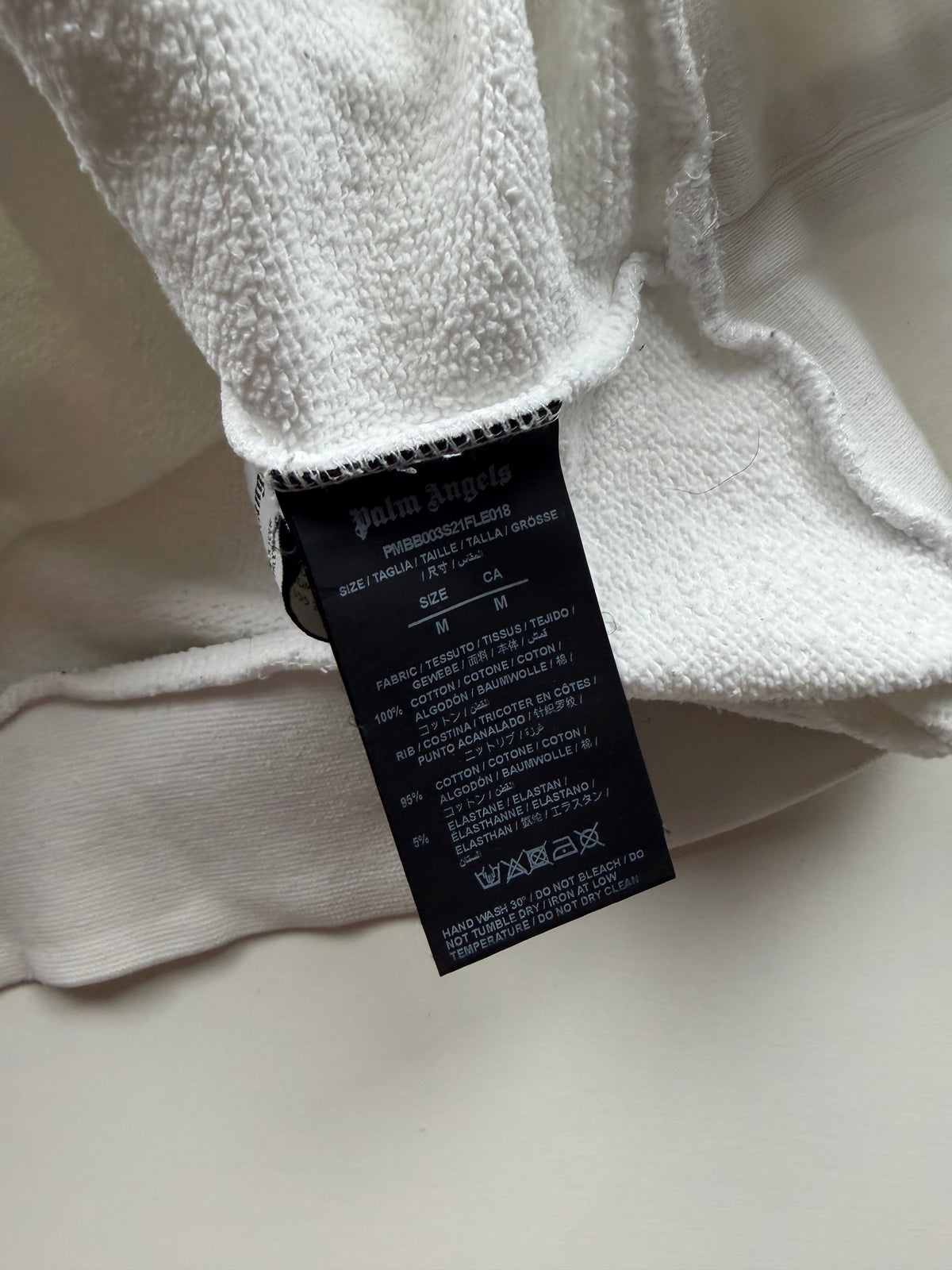 Pull à Capuche Palm Angels « Tag Hong Kong » – Taille M – Blanc
