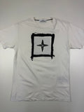 T-shirt Stone Island – Taille S – Blanc avec Logo Imprimé Avant et Dos