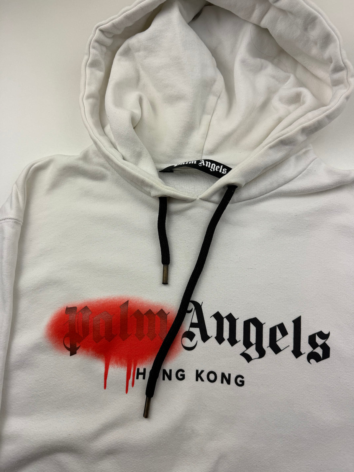 Pull à Capuche Palm Angels « Tag Hong Kong » – Taille M – Blanc