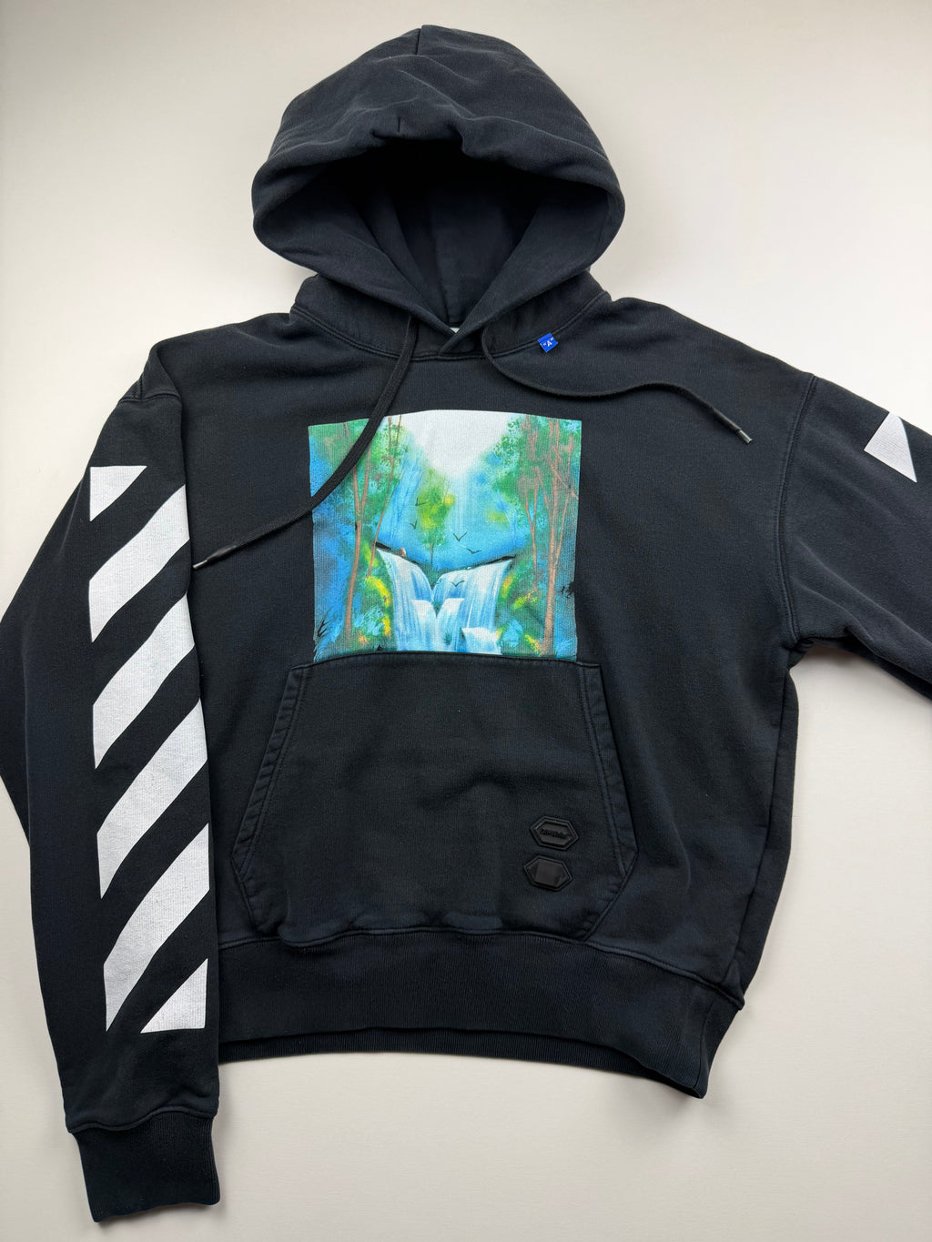 Pull à Capuche Off-White « Diag Waterfall » – Taille M – Noir