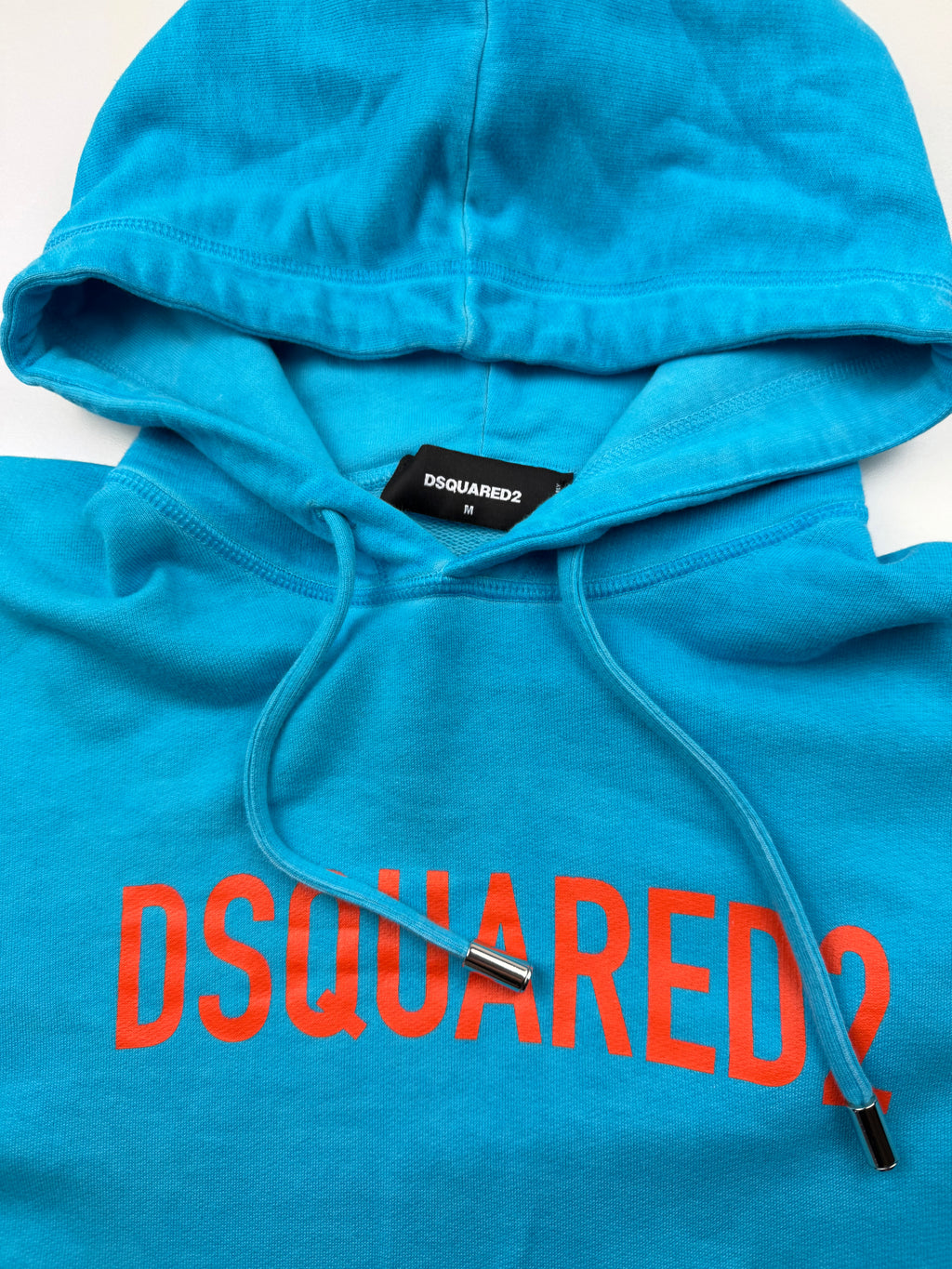 🩵 DSQUARED2 Hoodie – Taille M – Bleu Turquoise – Logo Orange