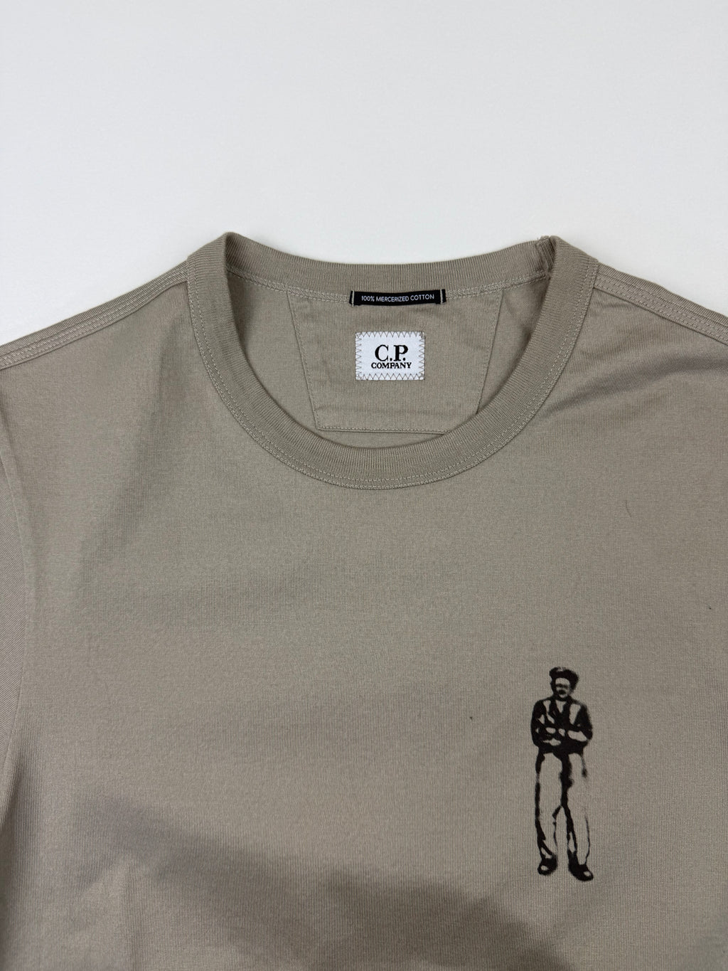 T-shirt C.P. Company – Taille XS (fit S) – Kaki avec Motif Avant &amp; Arrière