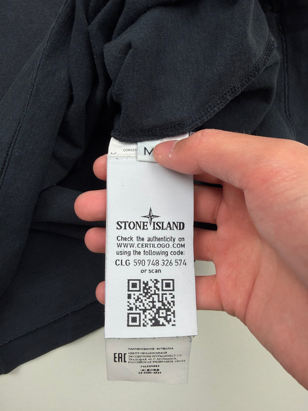 T-shirt Stone Island – Taille M – Gris Anthracite avec Imprimé Avant