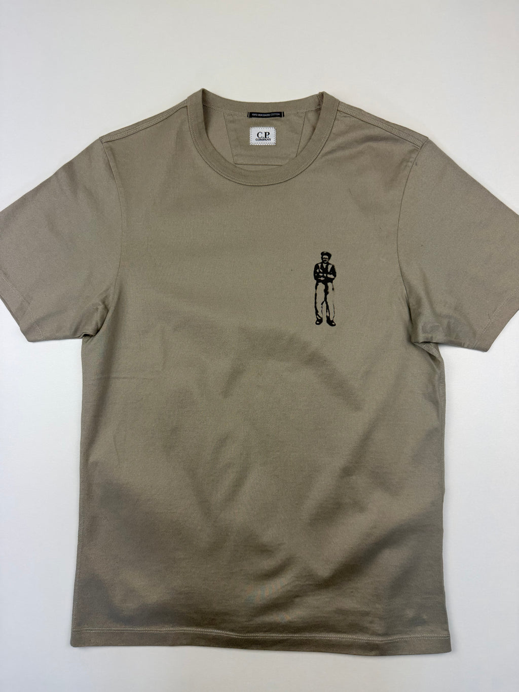 T-shirt C.P. Company – Taille XS (fit S) – Kaki avec Motif Avant &amp; Arrière