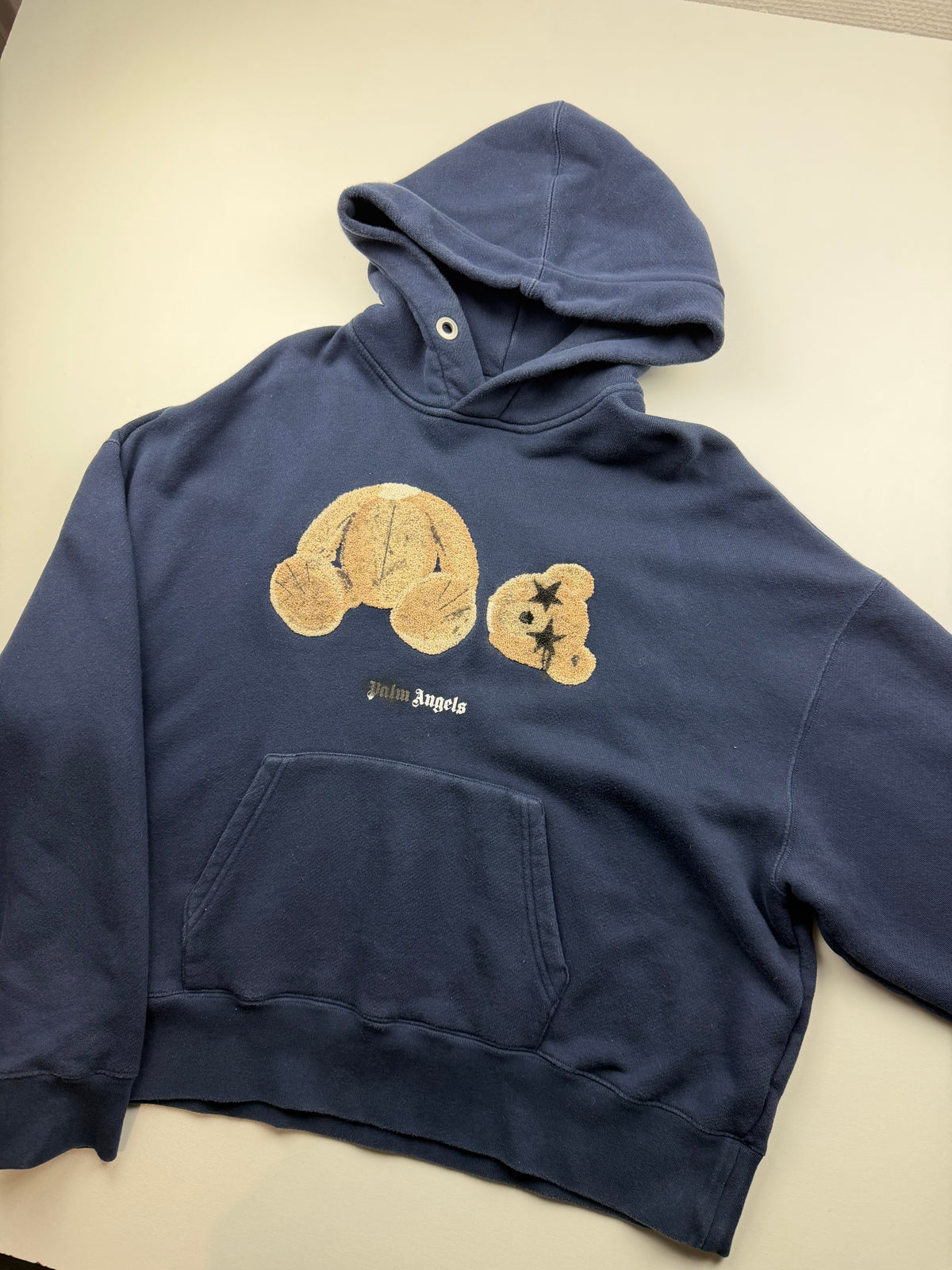 Pull à Capuche Palm Angels «Spray Bear» – Taille S – Bleu Marine