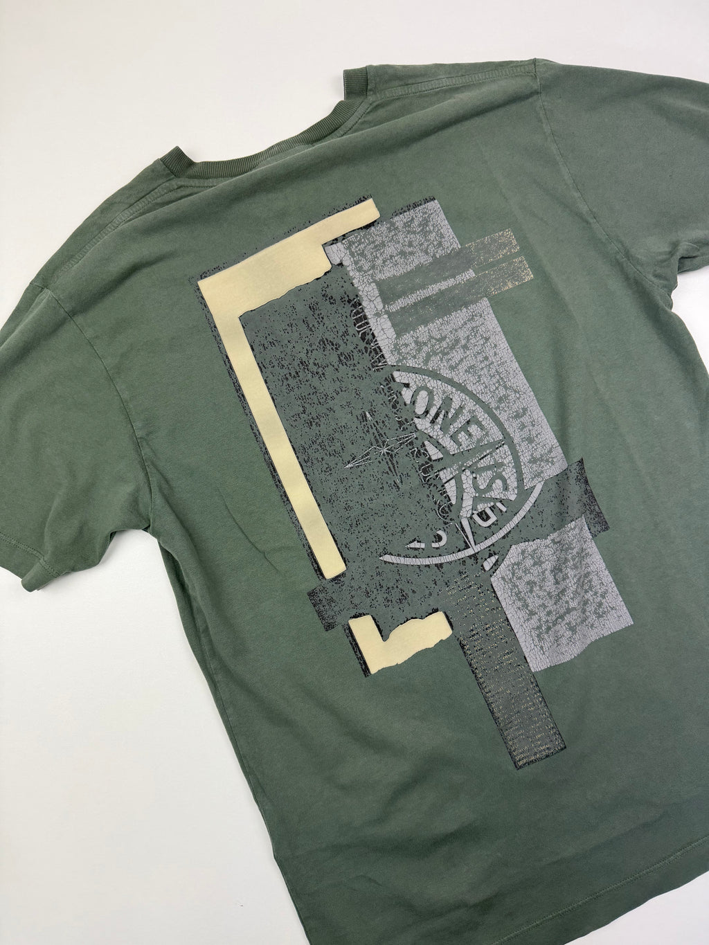 T-shirt Stone Island – Taille M – Kaki avec Motif au Dos
