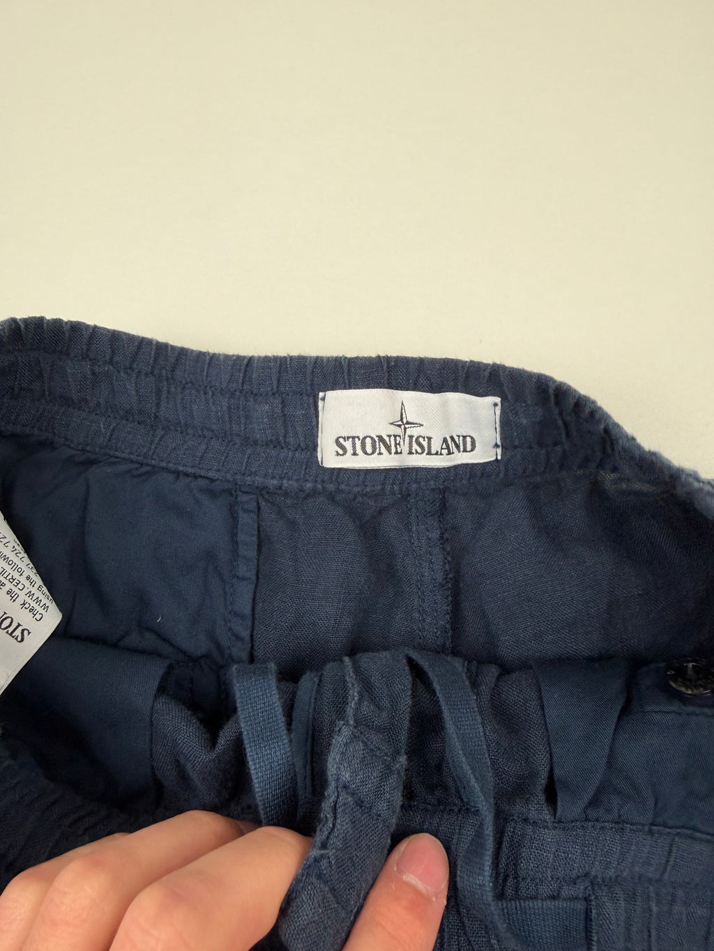 Short en lin Stone Island – Taille L (W34) – Bleu Marine