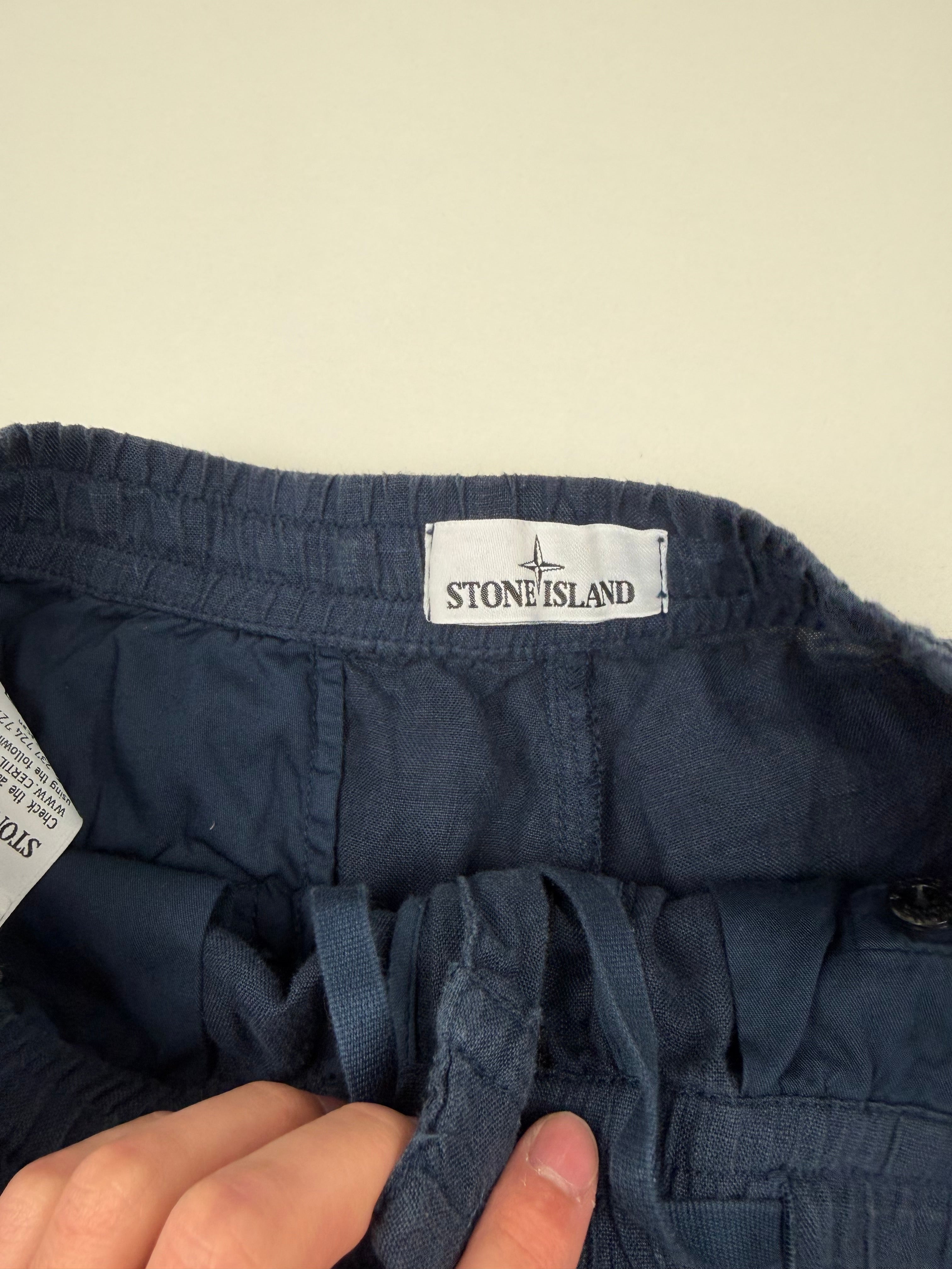 Short en lin Stone Island – Taille L (W34) – Bleu Marine