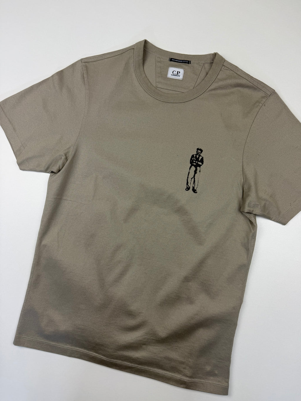 T-shirt C.P. Company – Taille XS (fit S) – Kaki avec Motif Avant &amp; Arrière