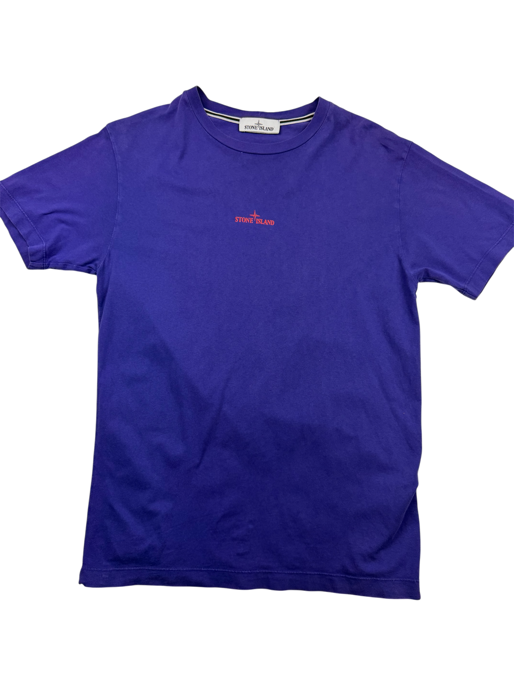 T-shirt Stone Island – Taille M – Bleu avec Imprimé Orange Dos