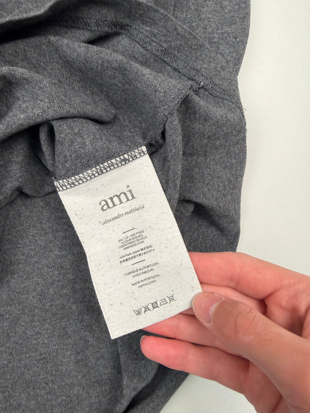 T-shirt AMI Paris “Patch” – Taille L – Gris Chiné (Heather Grey)