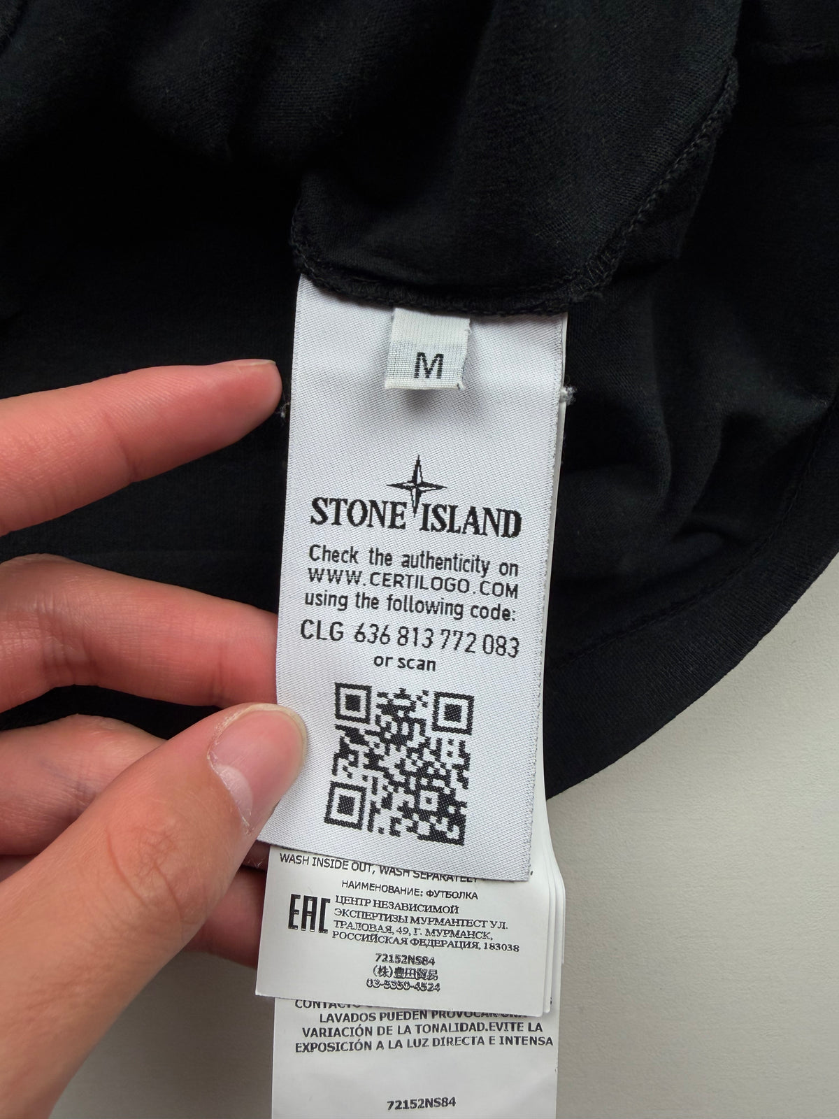 T-Shirt Stone Island – Taille M – Noir – Motif Dos