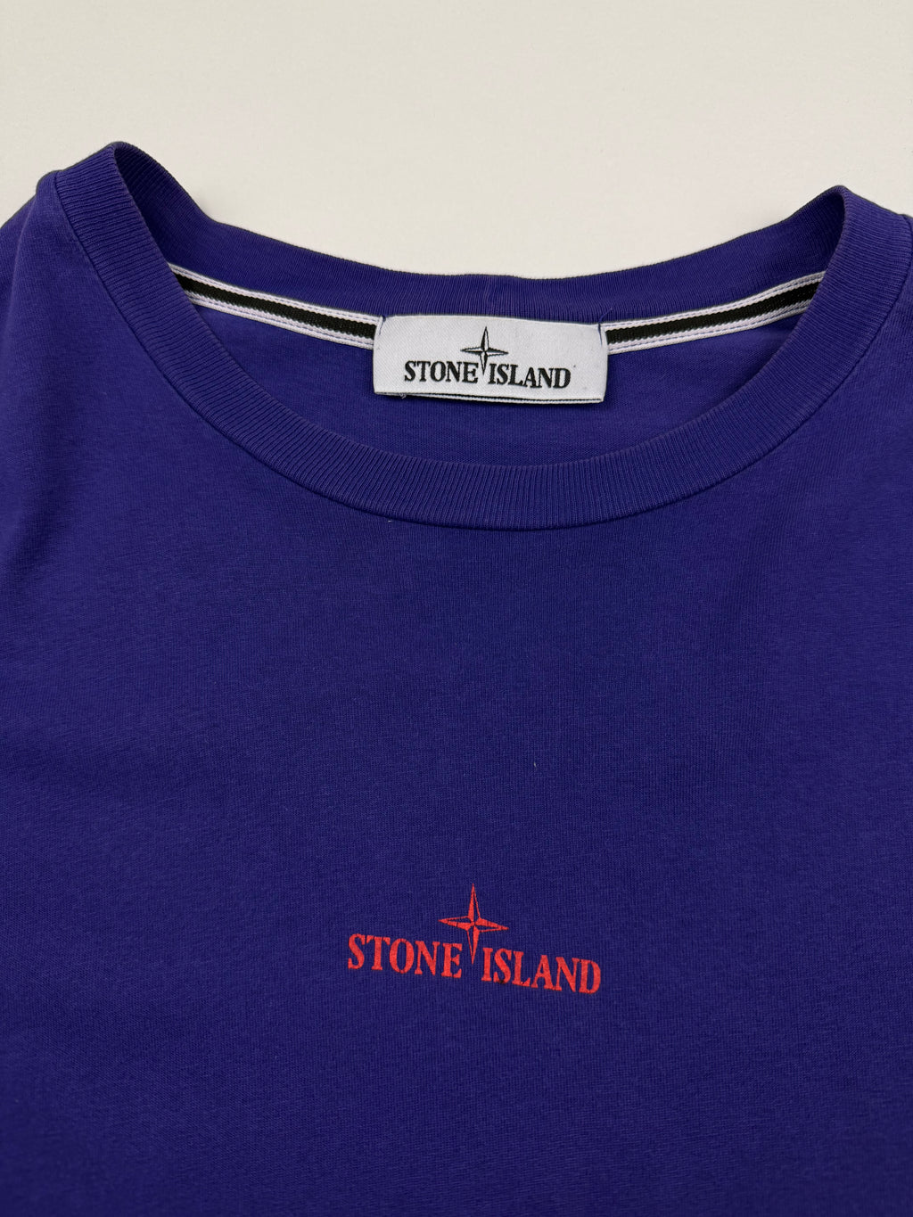 T-shirt Stone Island – Taille M – Bleu avec Imprimé Orange Dos