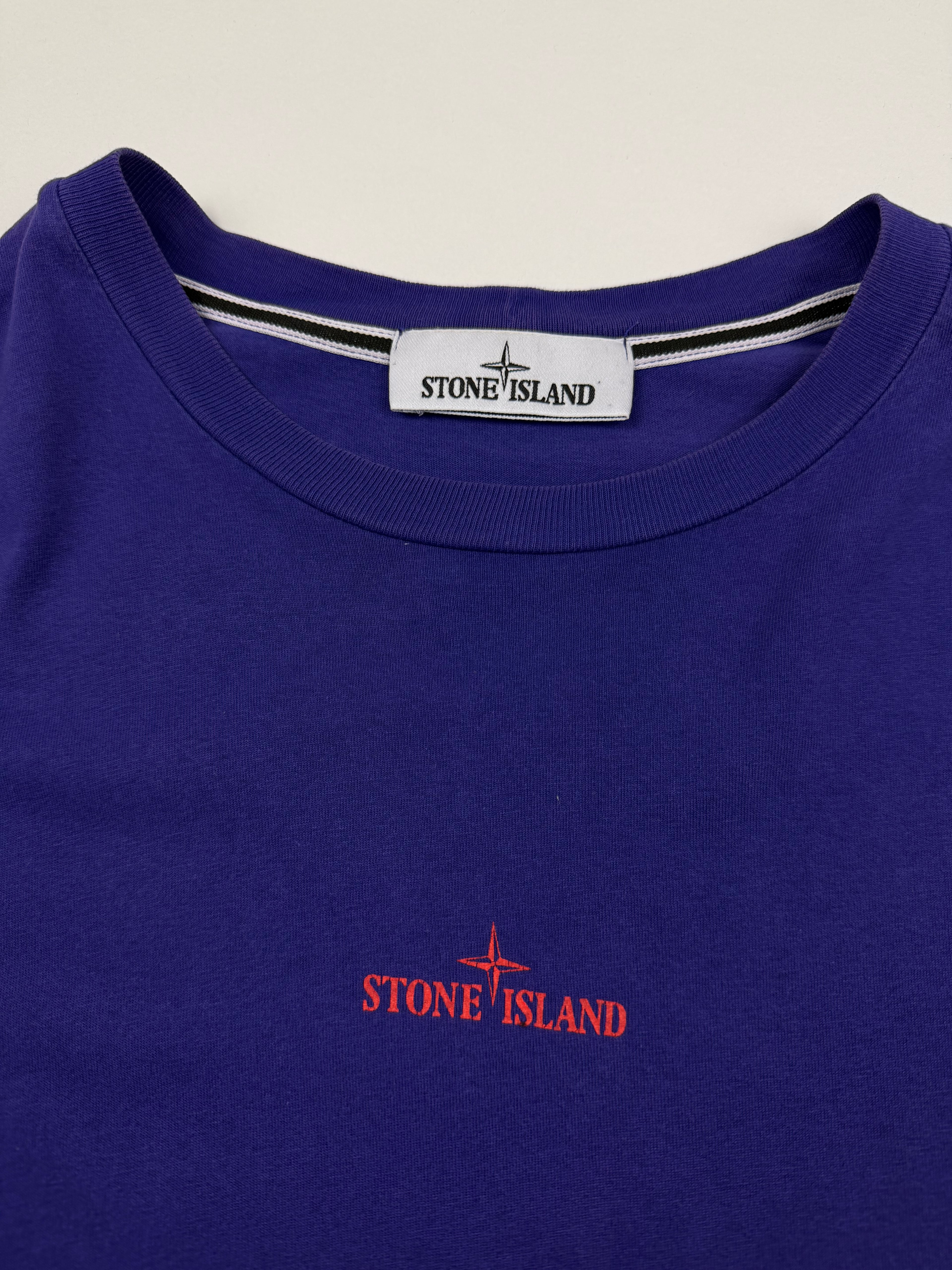 T-shirt Stone Island – Taille M – Bleu avec Imprimé Orange Dos
