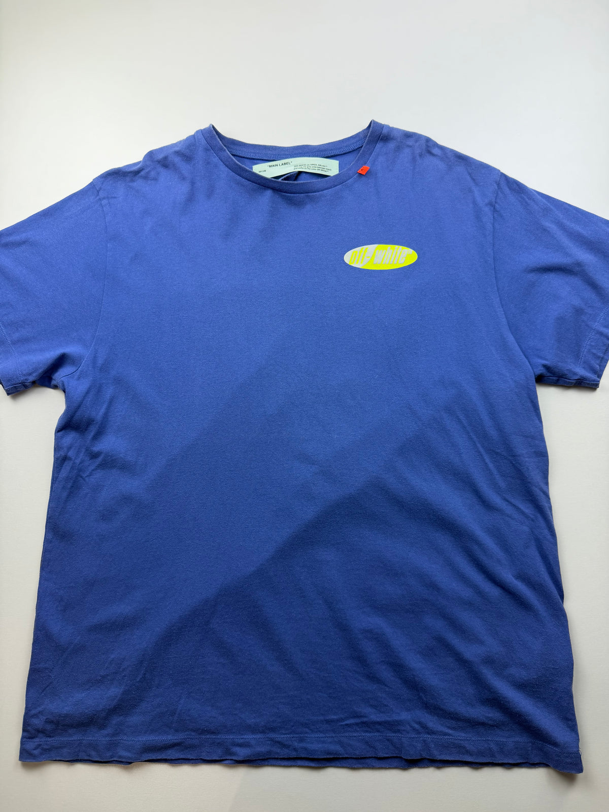 T-shirt Off-White « Split Arrows » – Taille S – Bleu roi, blanc et jaune