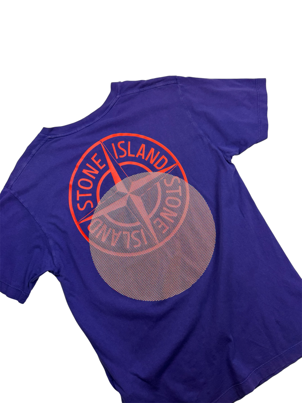T-shirt Stone Island – Taille M – Bleu avec Imprimé Orange Dos