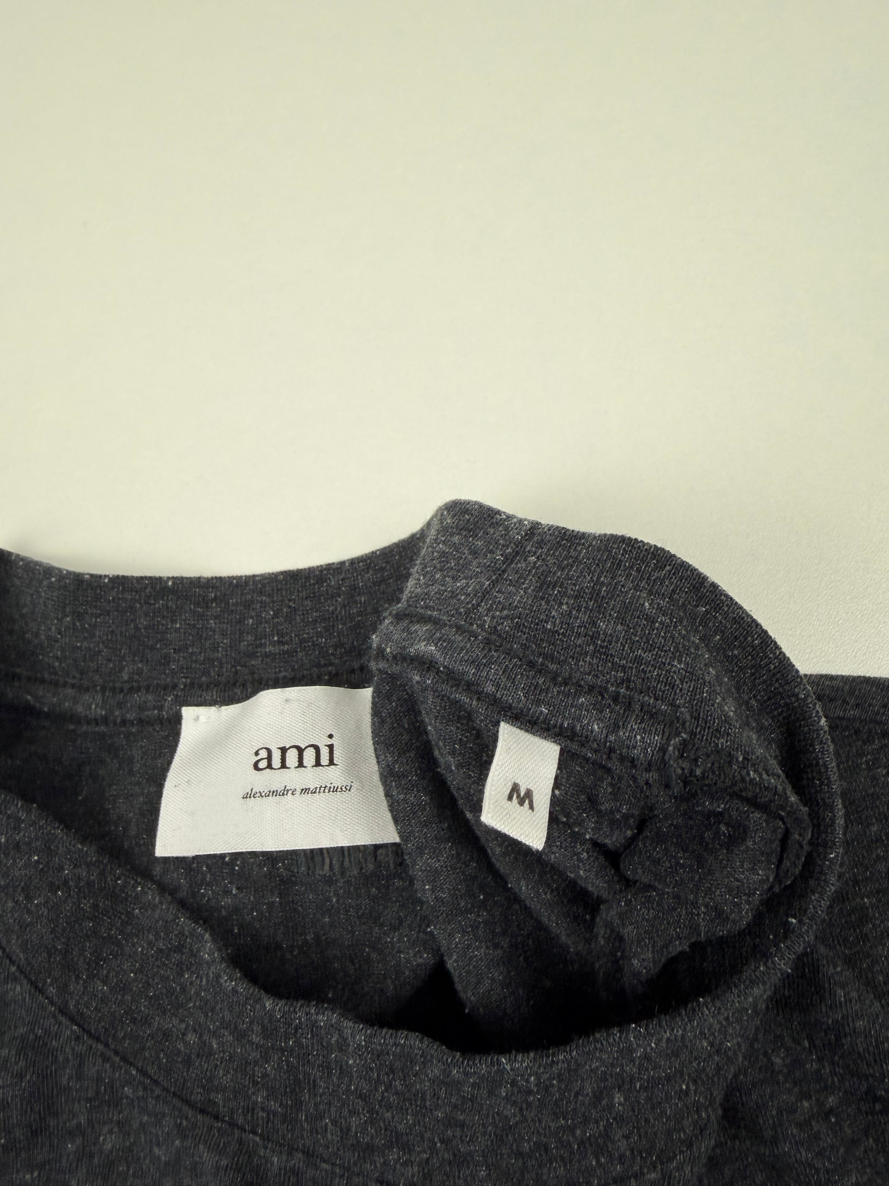 T-shirt AMI Paris “Patch” – Taille M – Gris Chiné (Heather Grey)