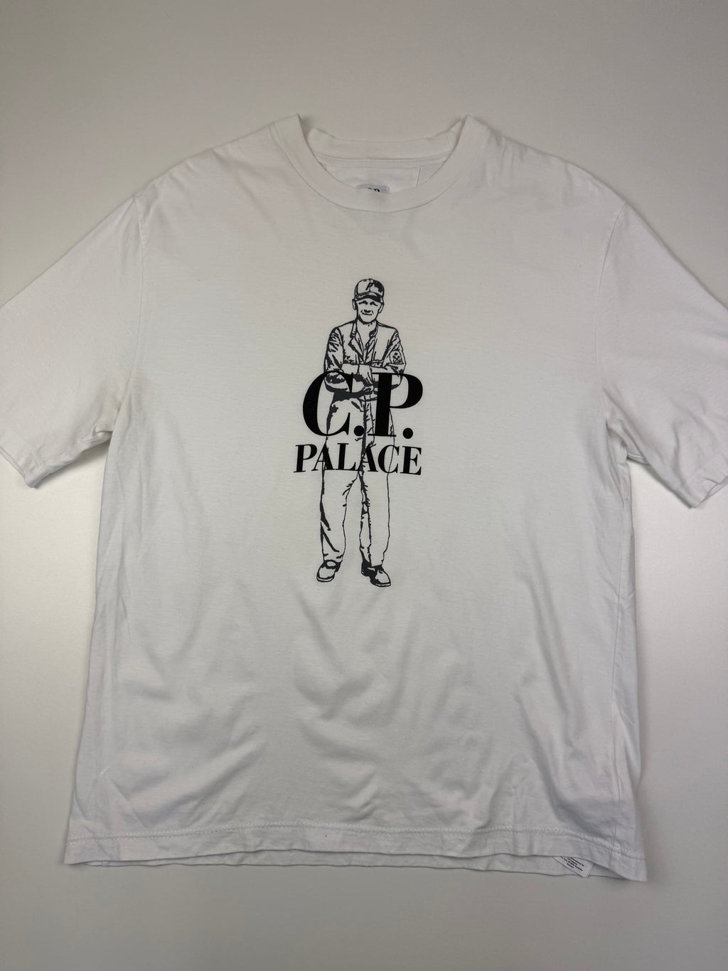 T-shirt C.P. Company x Palace – Taille L – Blanc avec Motif à l’Avant
