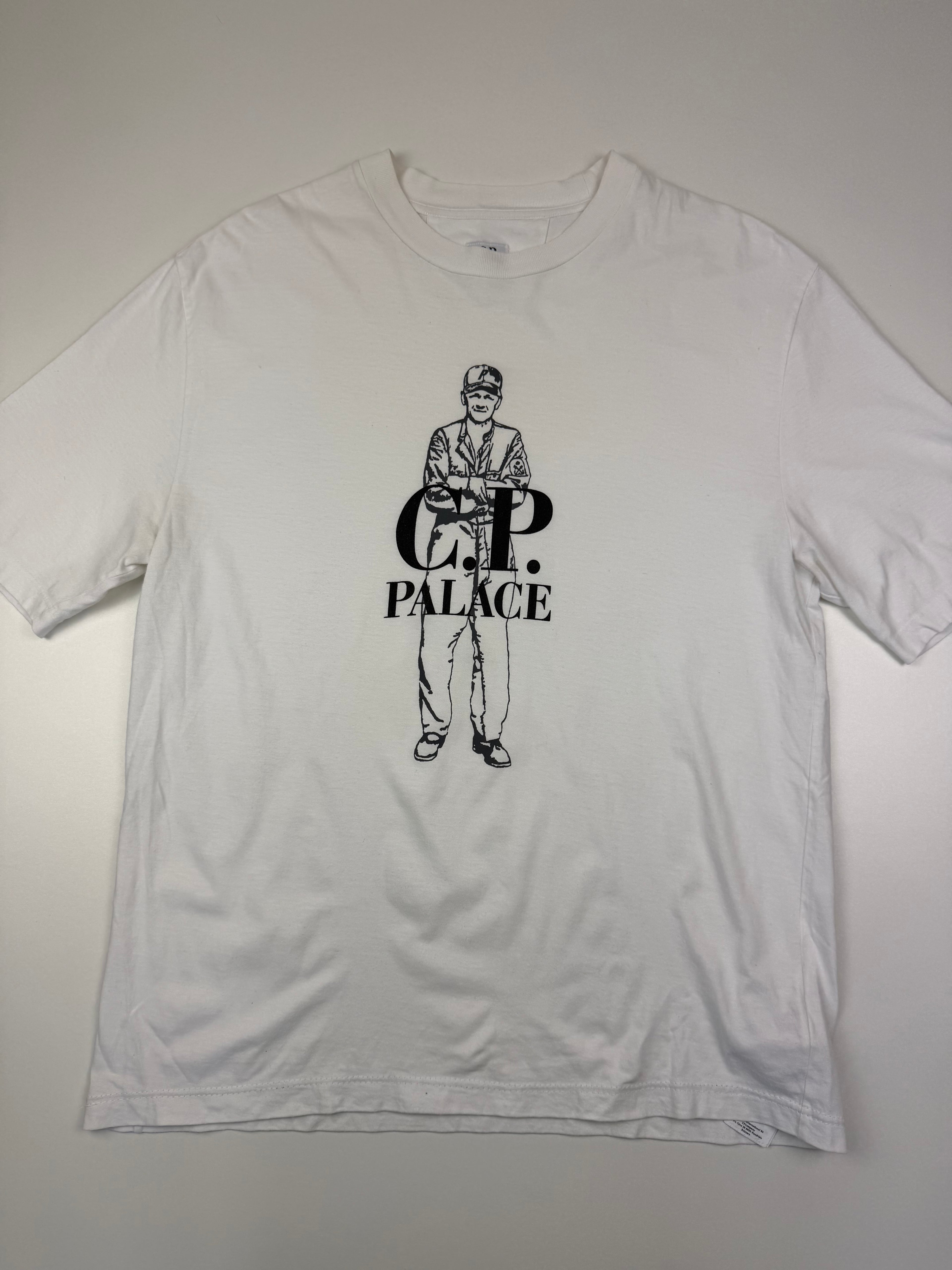 T-shirt C.P. Company x Palace – Taille L – Blanc avec Motif à l’Avant