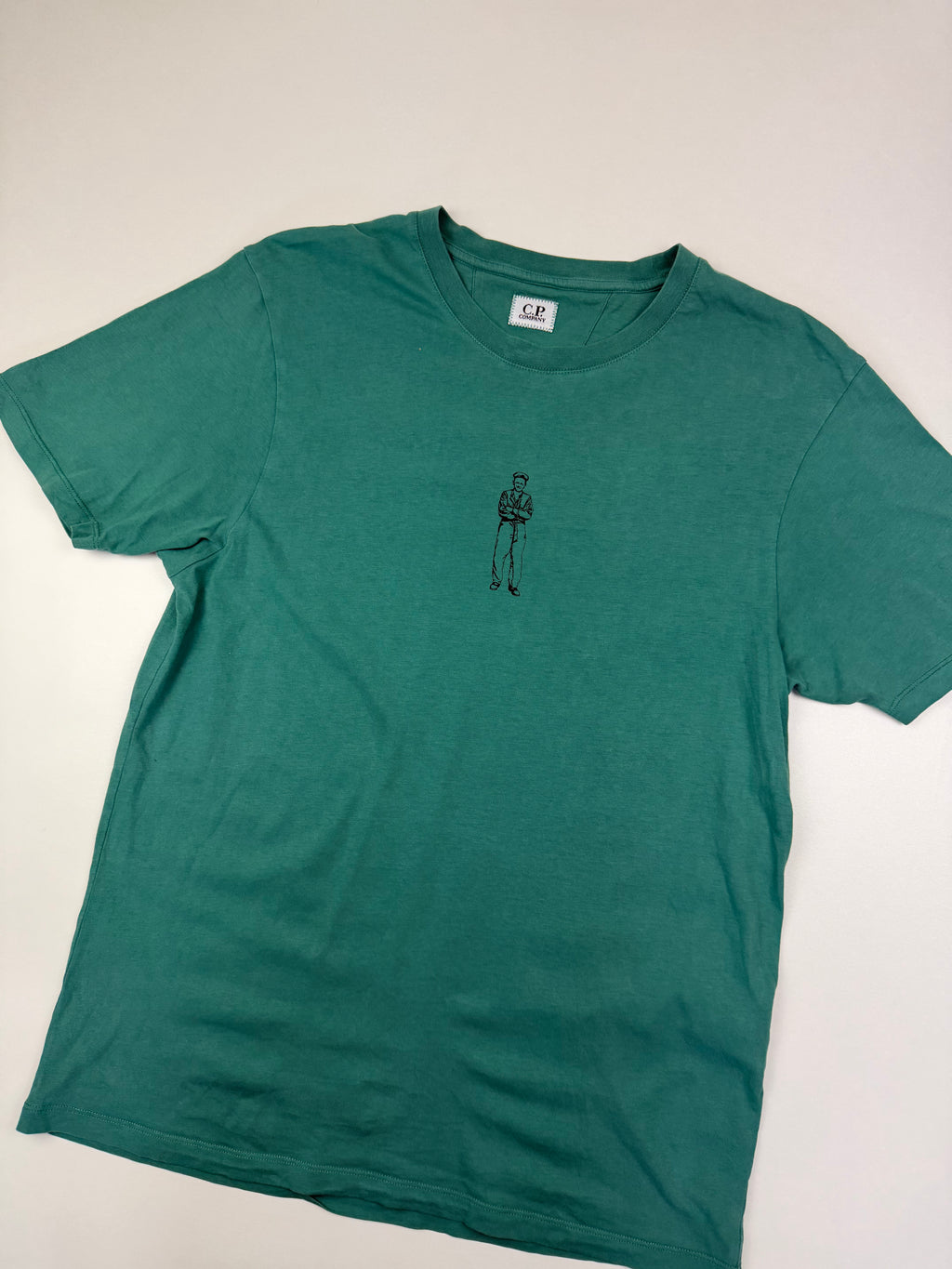 T-shirt C.P. Company – Taille M – Vert avec Motif Marin Avant et Inscription au Dos