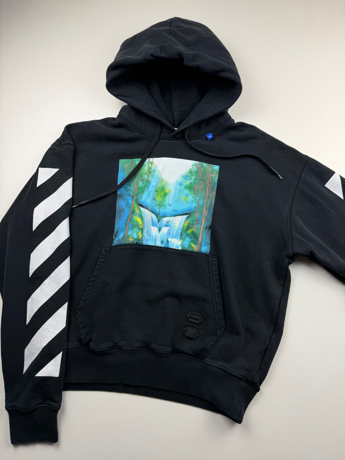 Pull à Capuche Off-White « Diag Waterfall » – Taille M – Noir