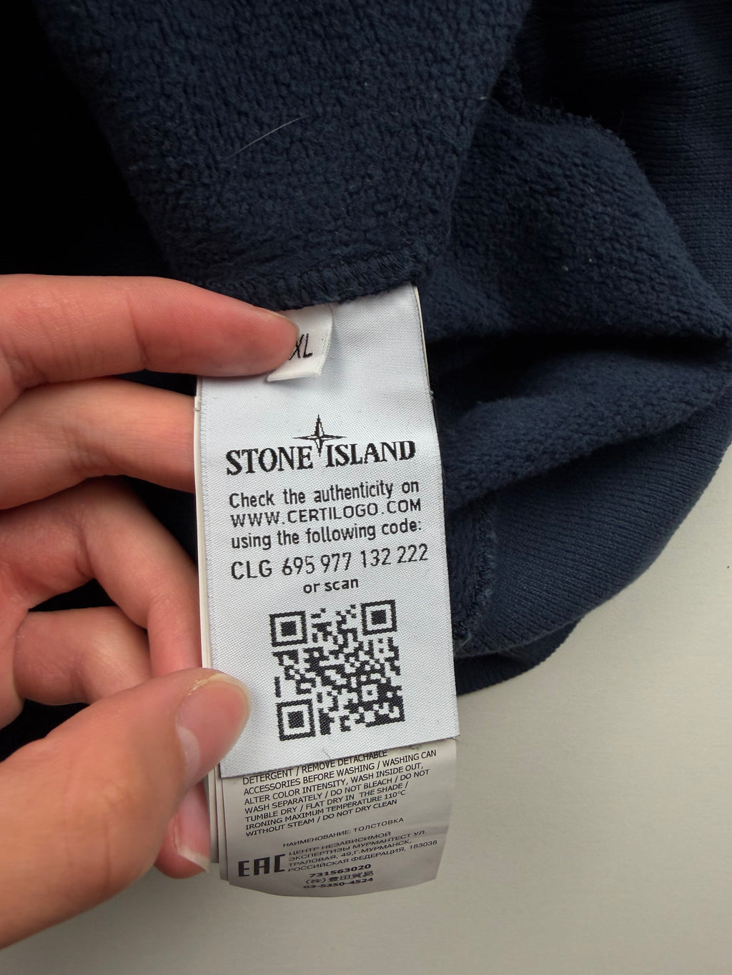 Pull Crewneck Stone Island – Taille XL – Bleu Marine