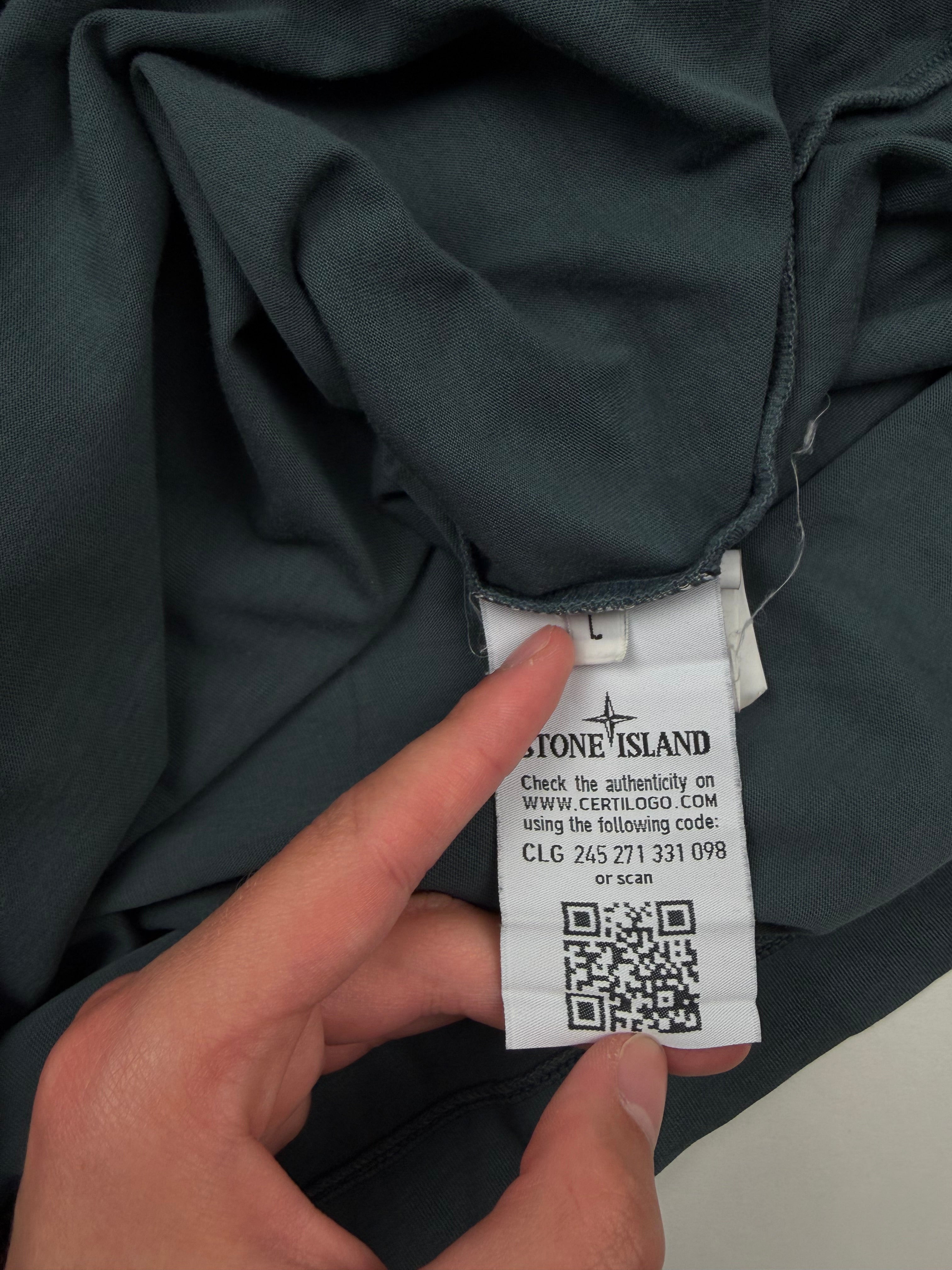 T-shirt Stone Island – Taille L – Vert/Bleu avec Logo Poitrine