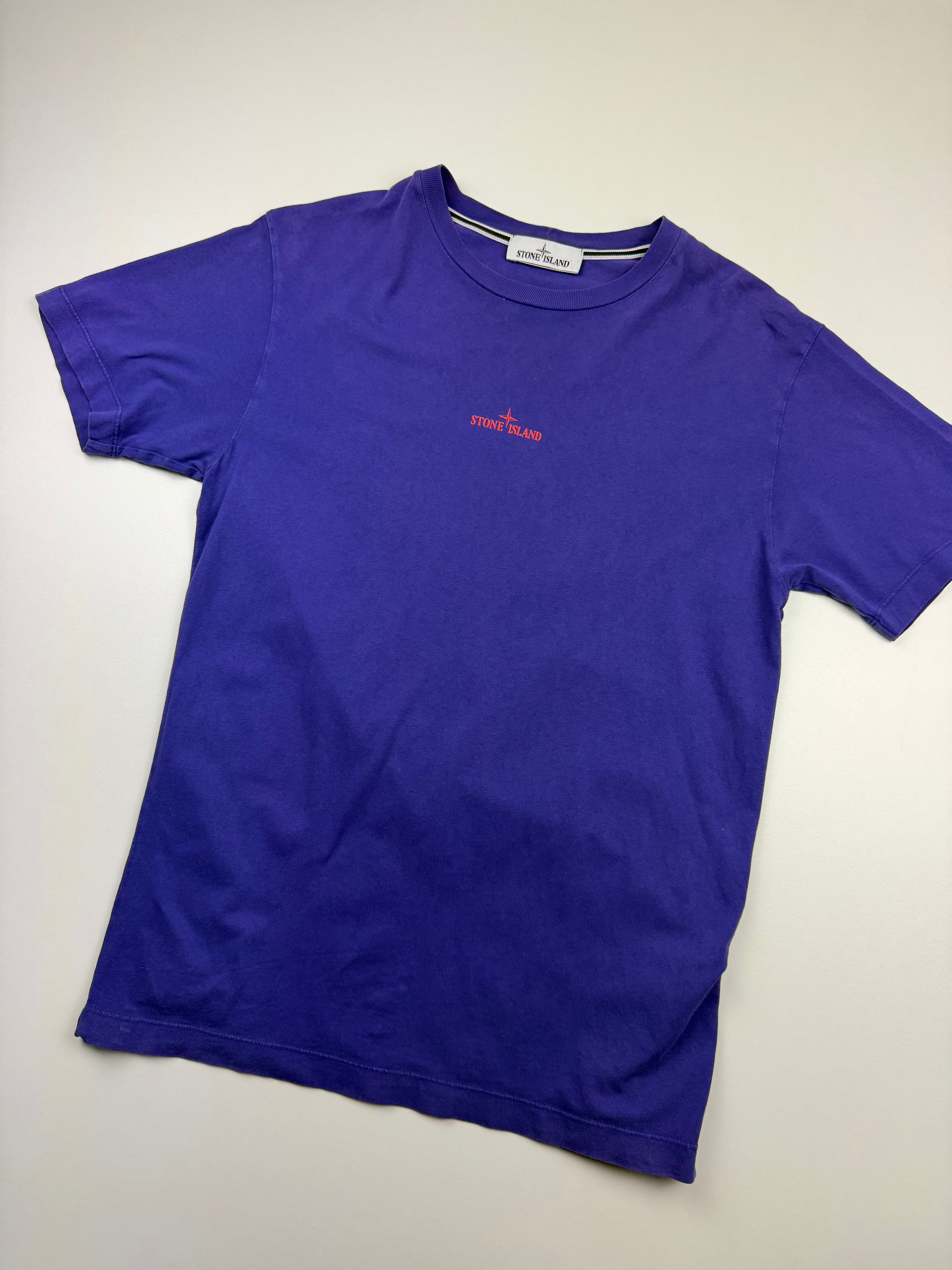 T-shirt Stone Island – Taille M – Bleu avec Imprimé Orange Dos