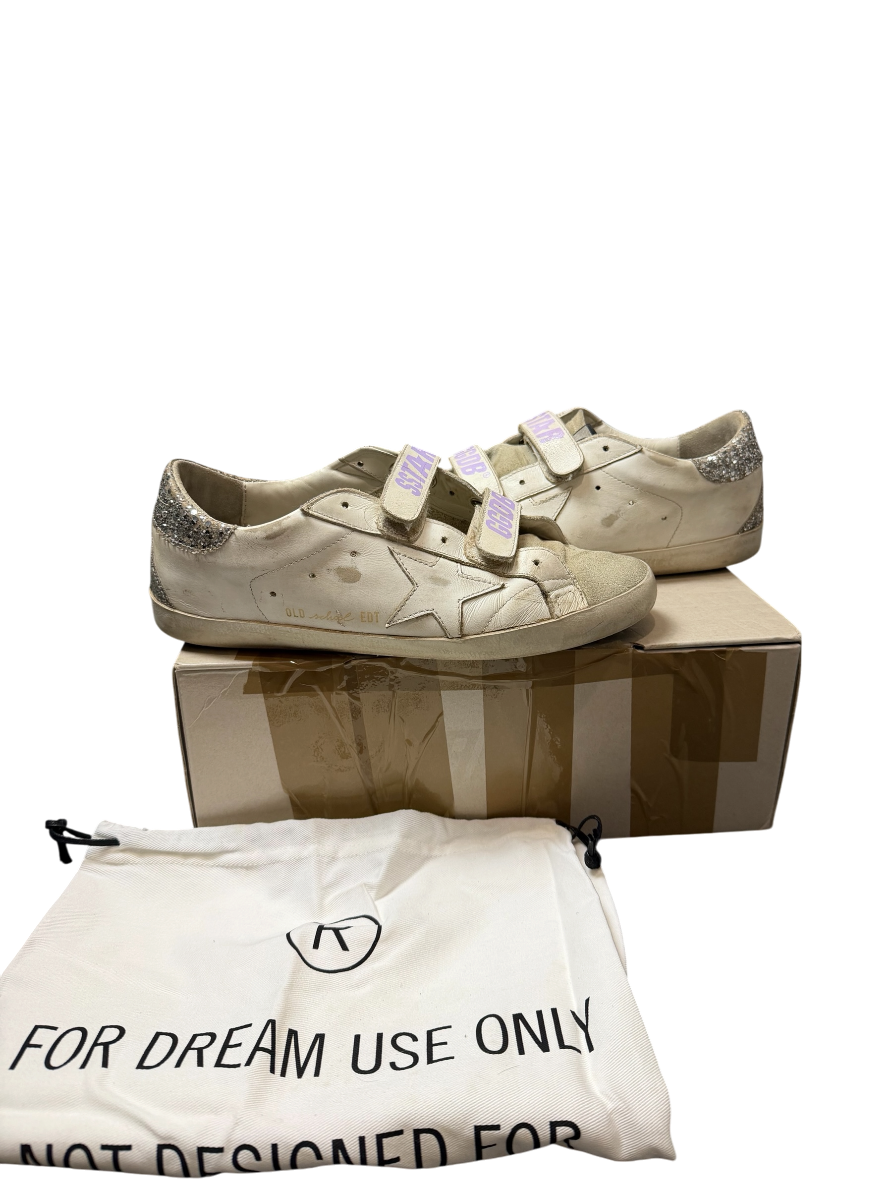 Basket Golden Goose Old School – Taille 40 – Blanc & Paillettes