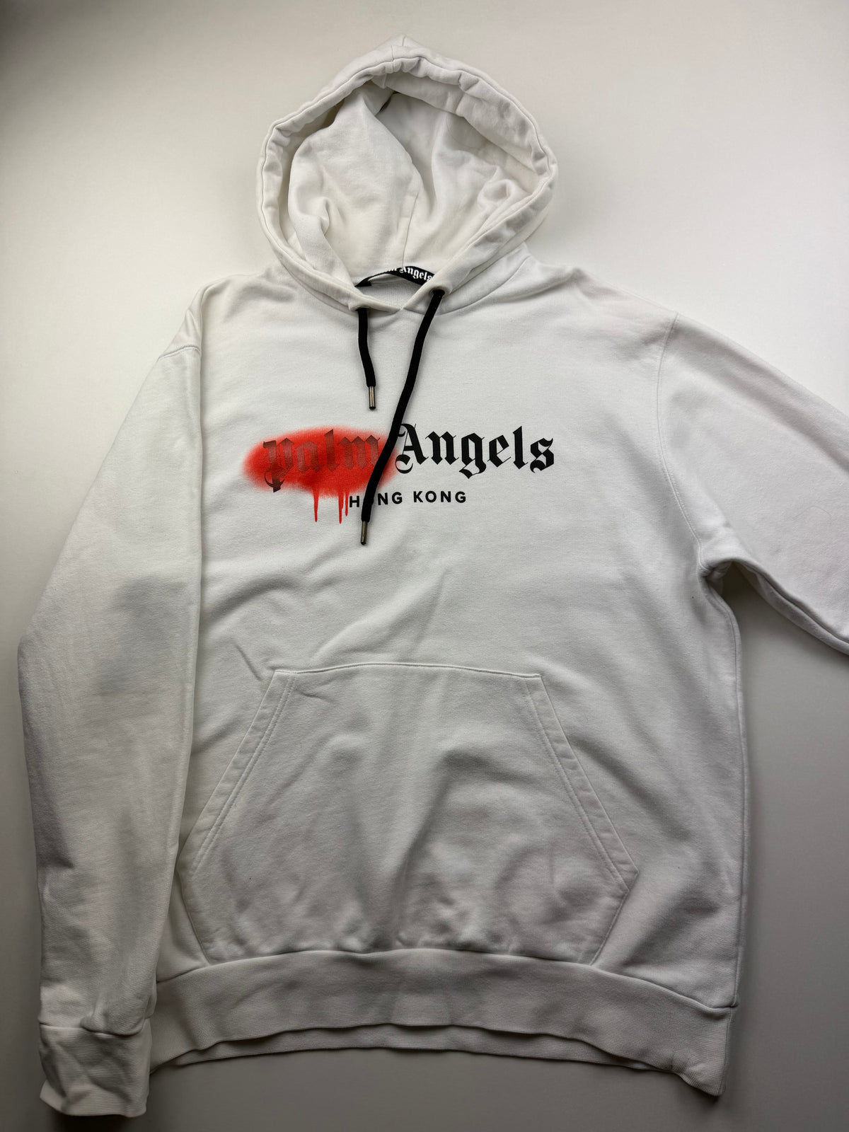 Pull à Capuche Palm Angels « Tag Hong Kong » – Taille M – Blanc