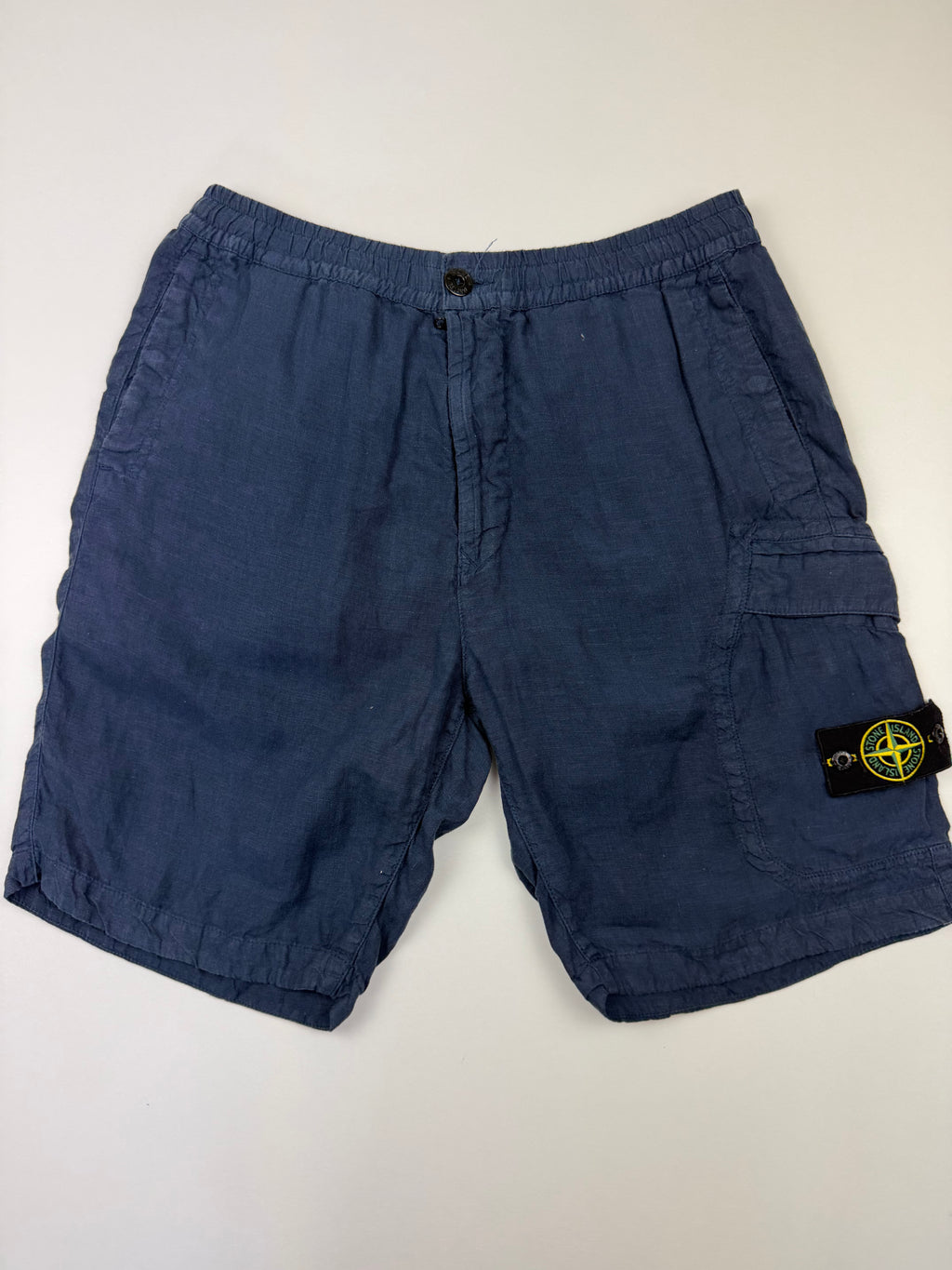 Short en lin Stone Island – Taille L (W34) – Bleu Marine