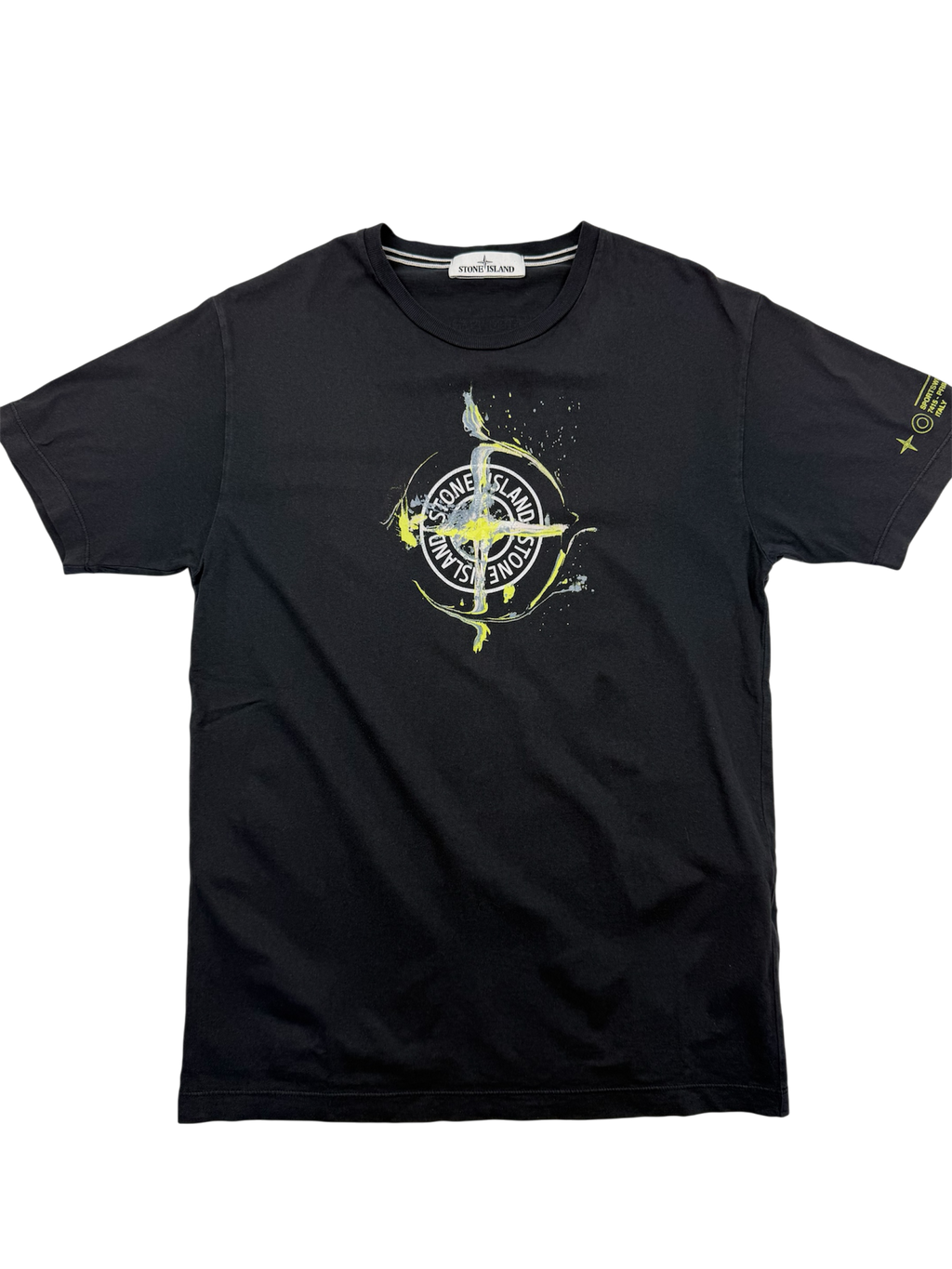 T-shirt Stone Island – Taille M – Gris Anthracite avec Imprimé Avant