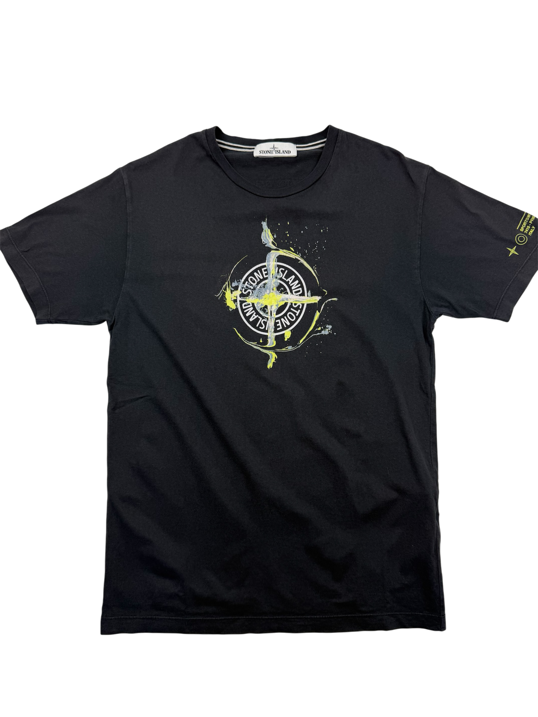 T-shirt Stone Island – Taille M – Gris Anthracite avec Imprimé Avant