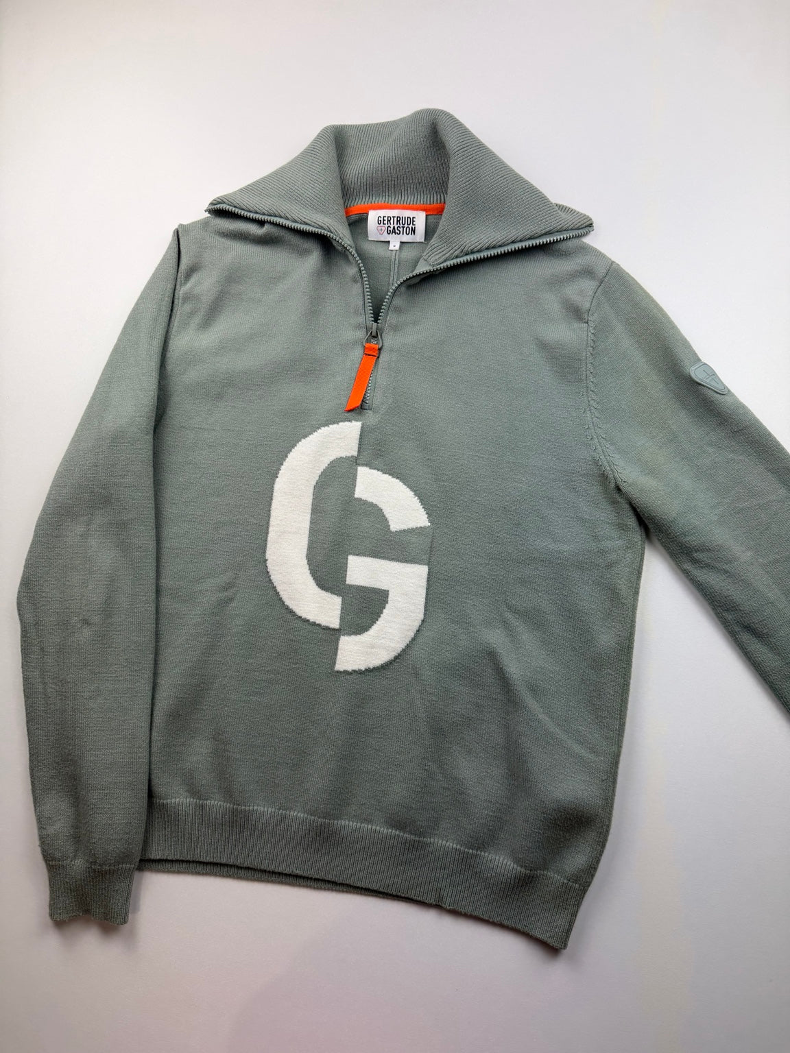 Pull demi-zip Gertrude Louis – Taille M – Vert sauge