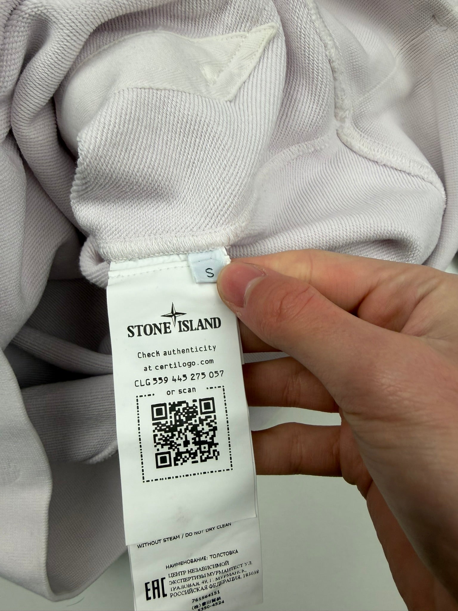 Pull à capuche Stone Island rose pâle – Taille S