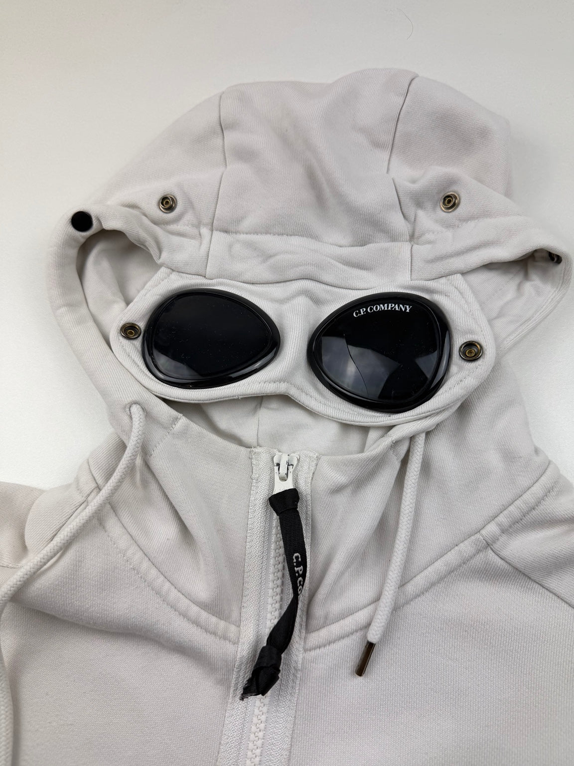 Pull zippé C.P. Company Diagonal Fleece Goggle – S – Gris clair – photo 3