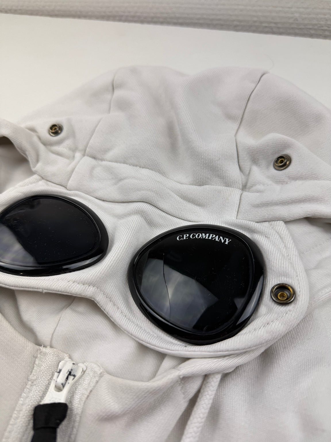 Pull zippé C.P. Company Diagonal Fleece Goggle – S – Gris clair – photo 4