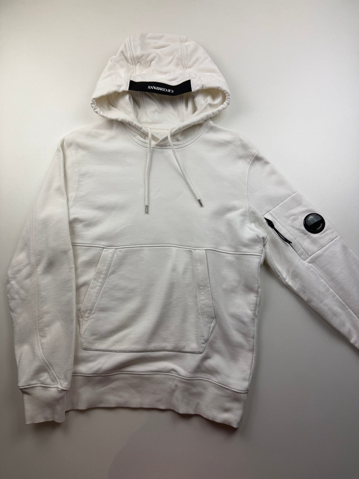 Pull à capuche C.P. Company Diagonal Fleece – S – Blanc – photo 1