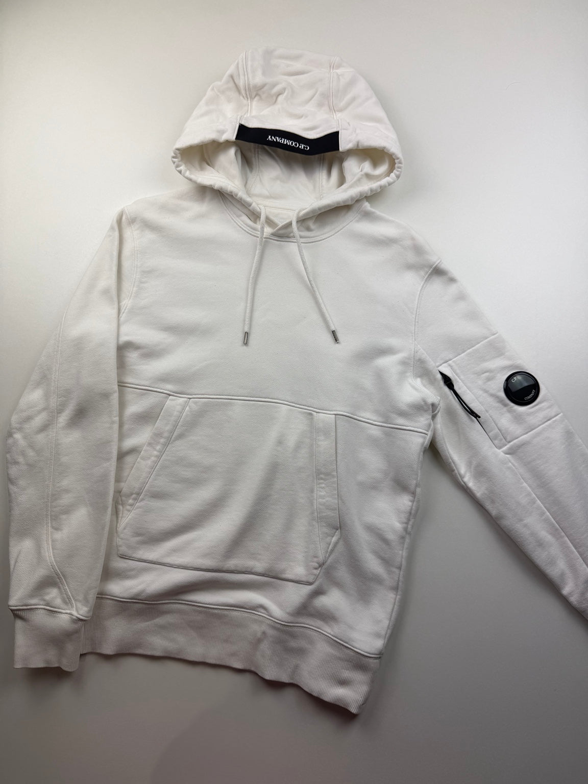 Pull à capuche C.P. Company Diagonal Fleece – S – Blanc – photo 2