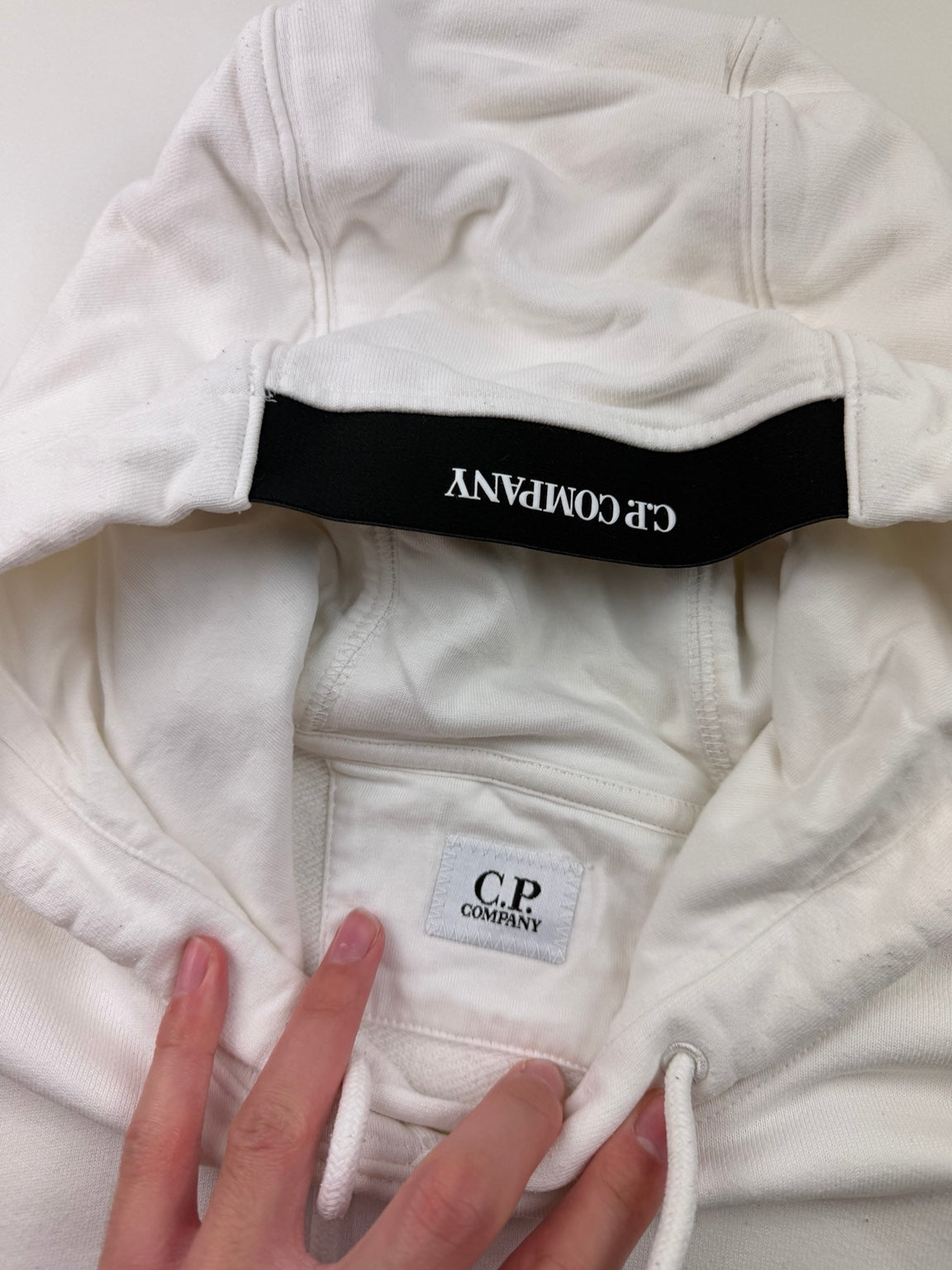 Pull à capuche C.P. Company Diagonal Fleece – S – Blanc – photo 4